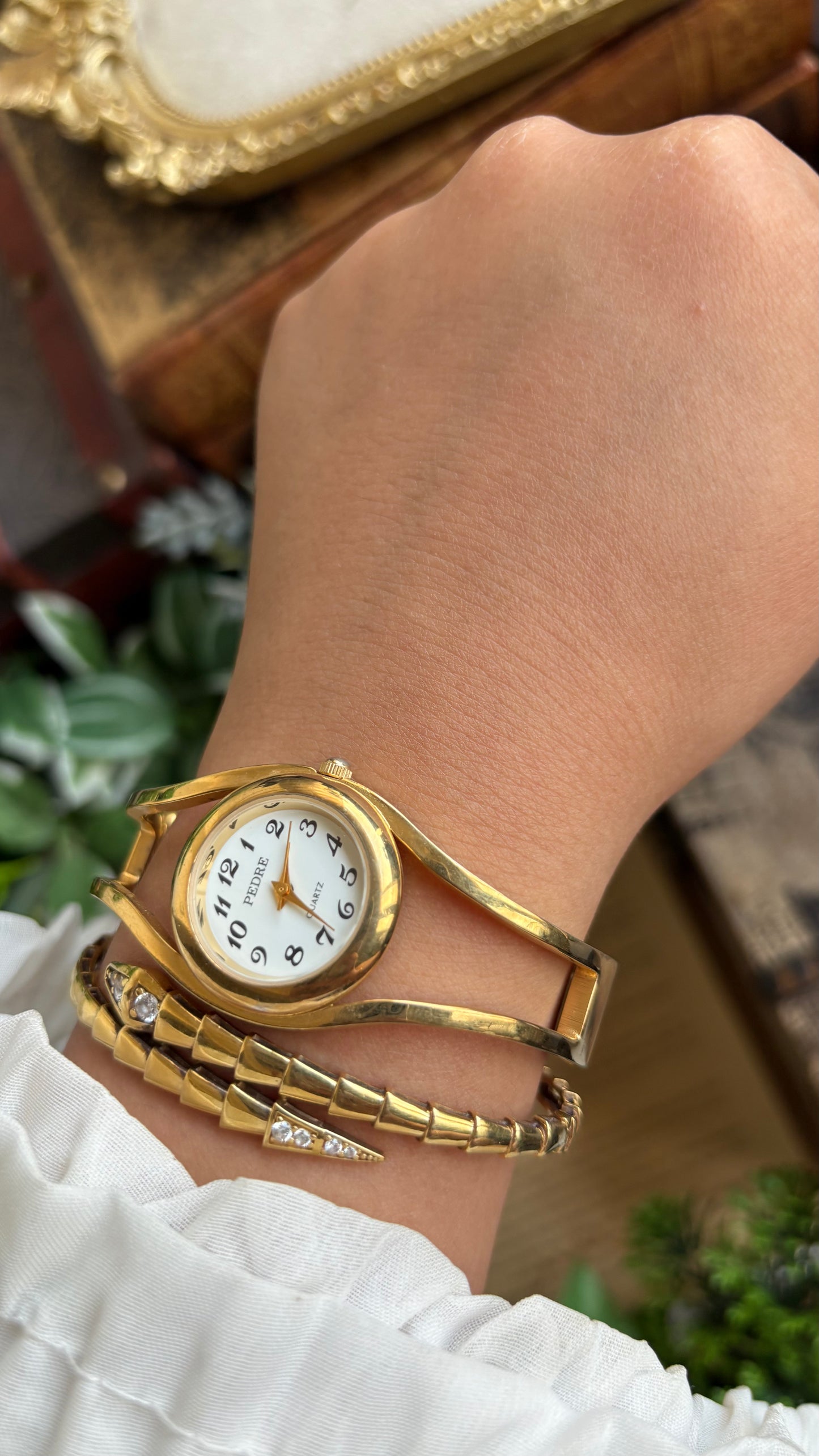 Vintage Pedre Rare Bangle Watch in Gold Tone