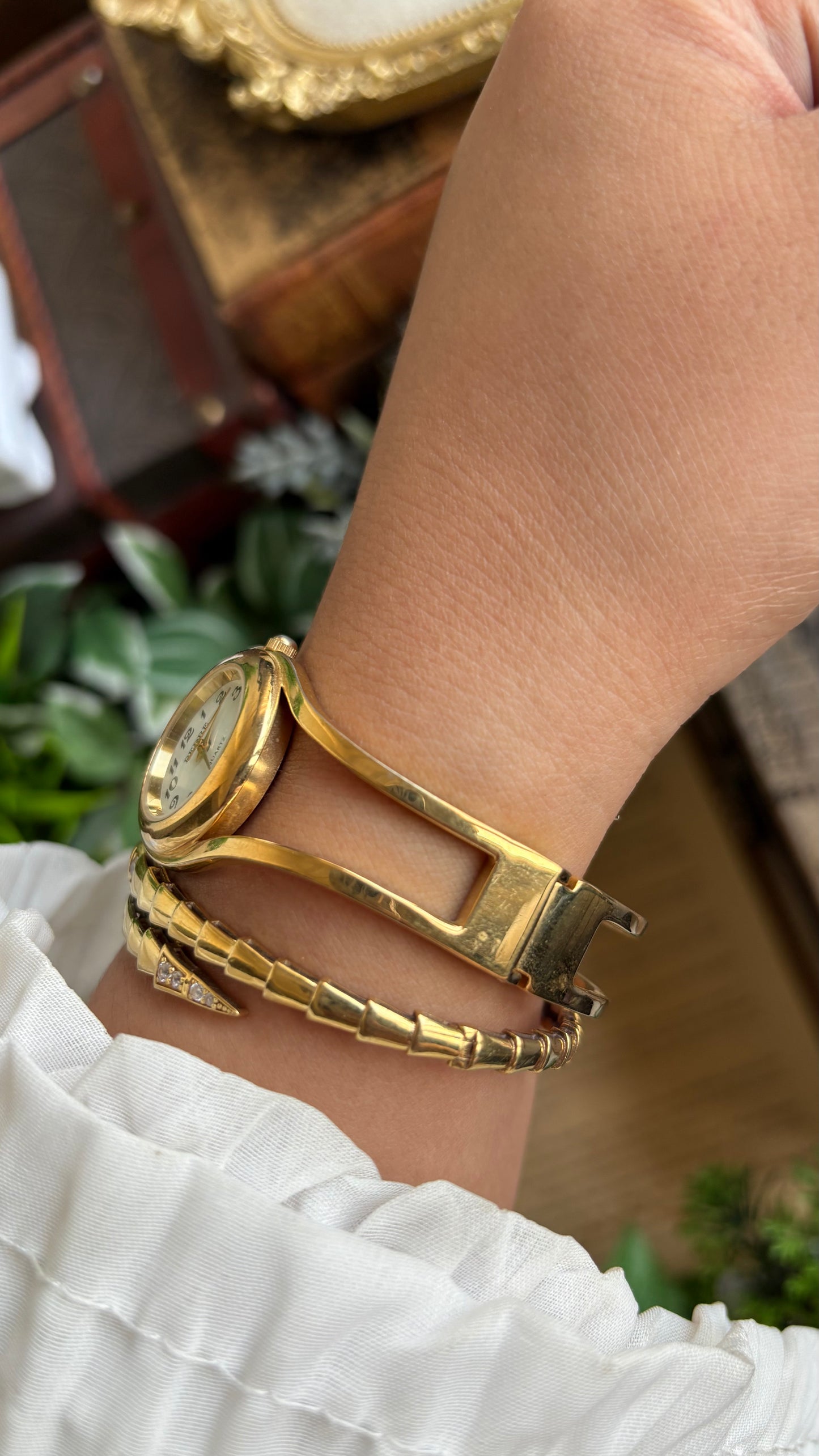 Vintage Pedre Rare Bangle Watch in Gold Tone