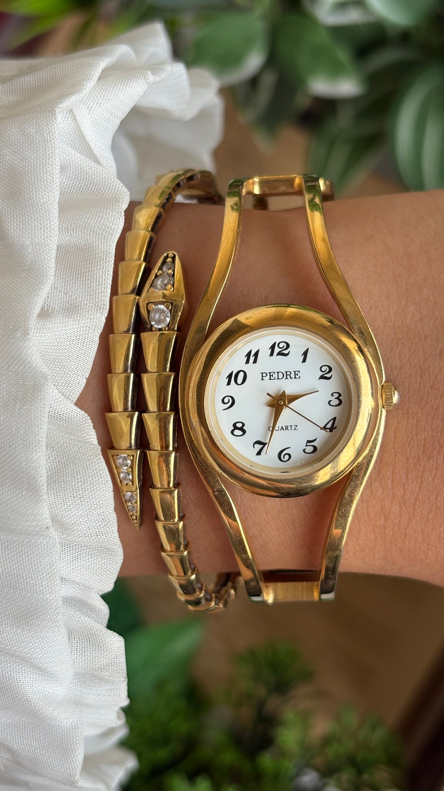 Vintage Pedre Rare Bangle Watch in Gold Tone