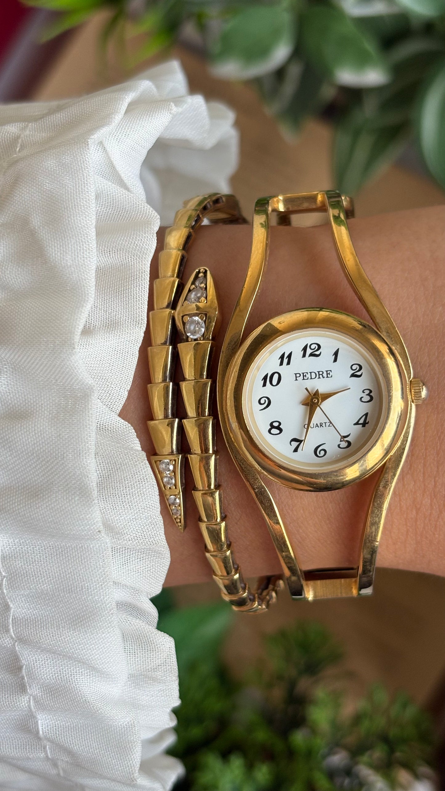 Vintage Pedre Rare Bangle Watch in Gold Tone