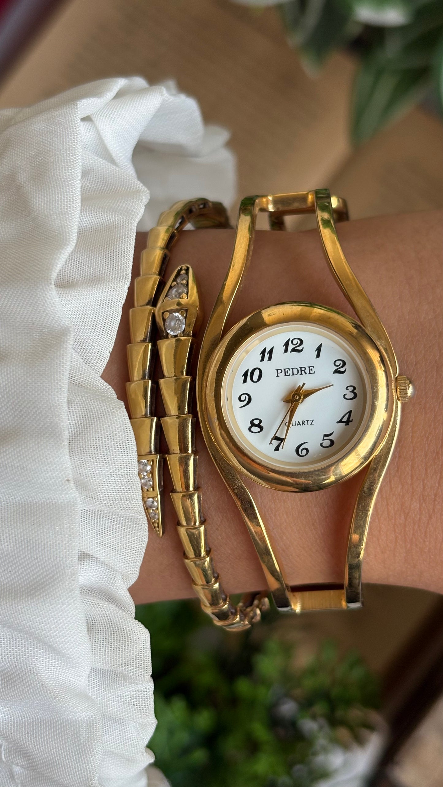 Vintage Pedre Rare Bangle Watch in Gold Tone