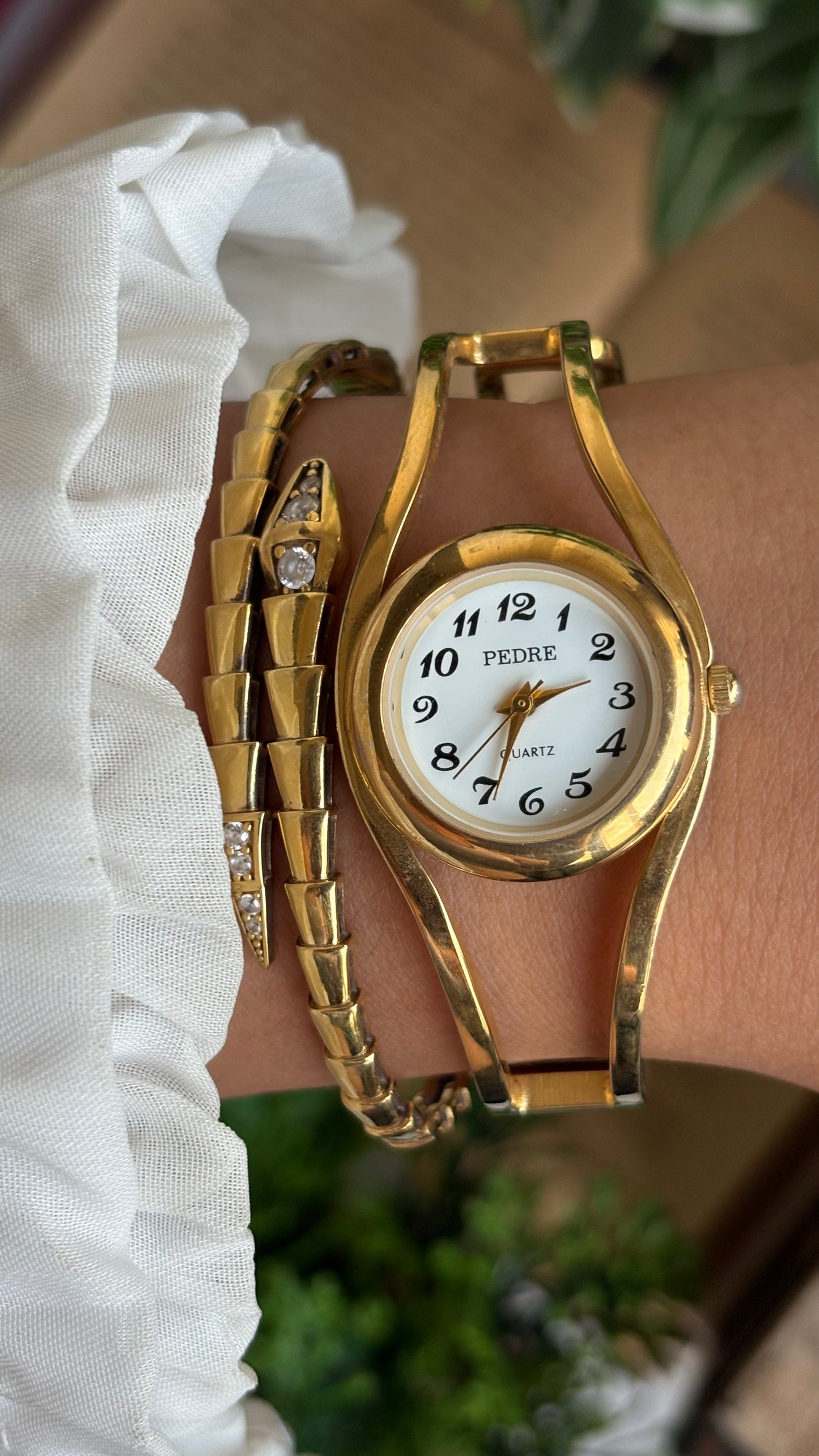 Vintage Pedre Rare Bangle Watch in Gold Tone