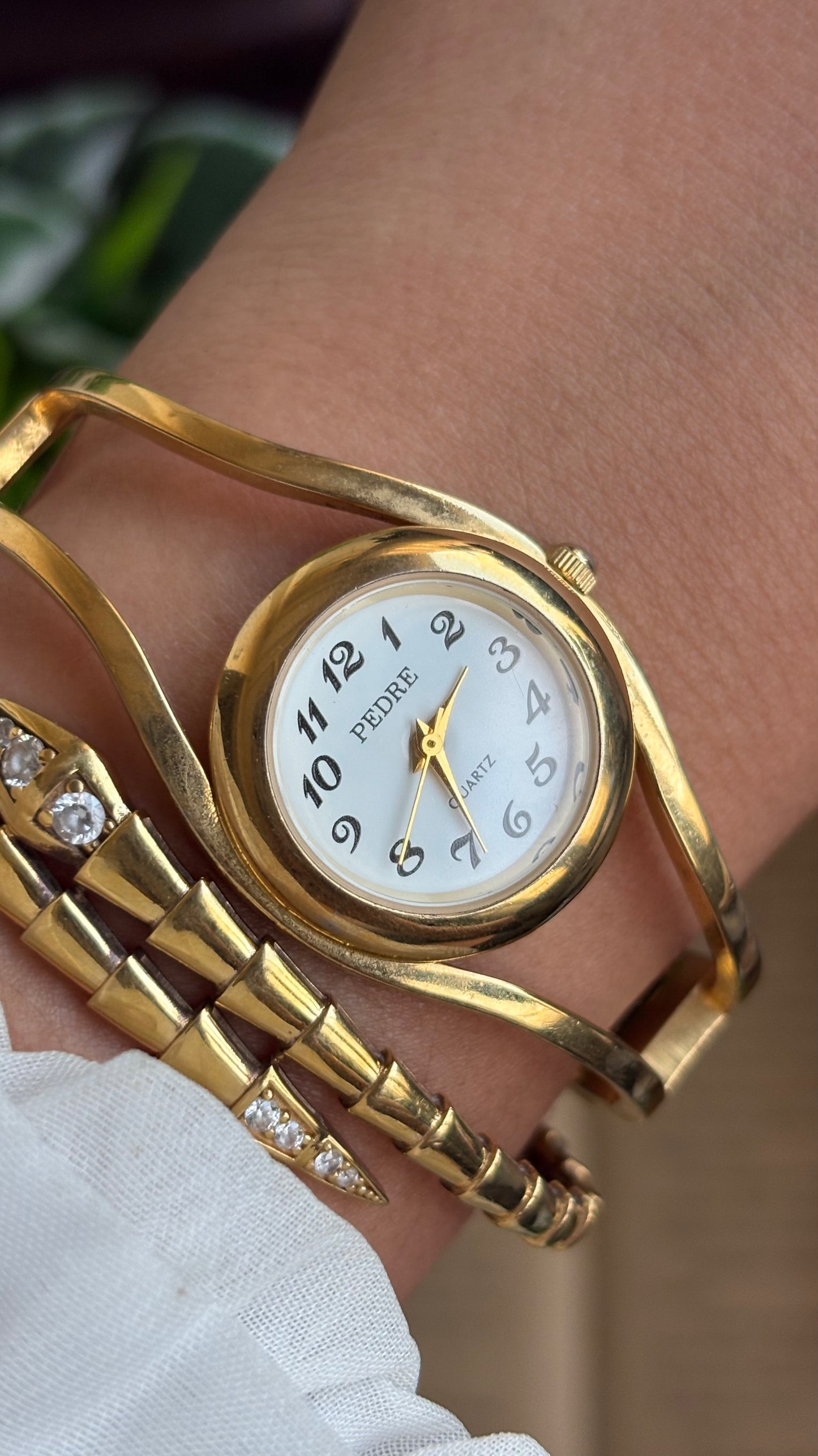 Vintage Pedre Rare Bangle Watch in Gold Tone