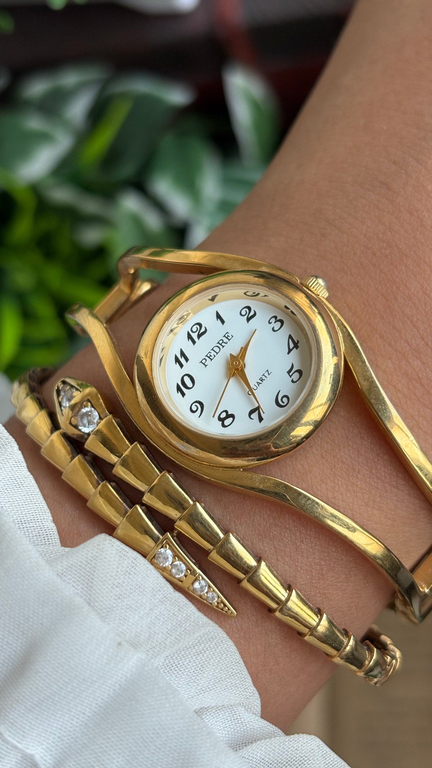 Vintage Pedre Rare Bangle Watch in Gold Tone