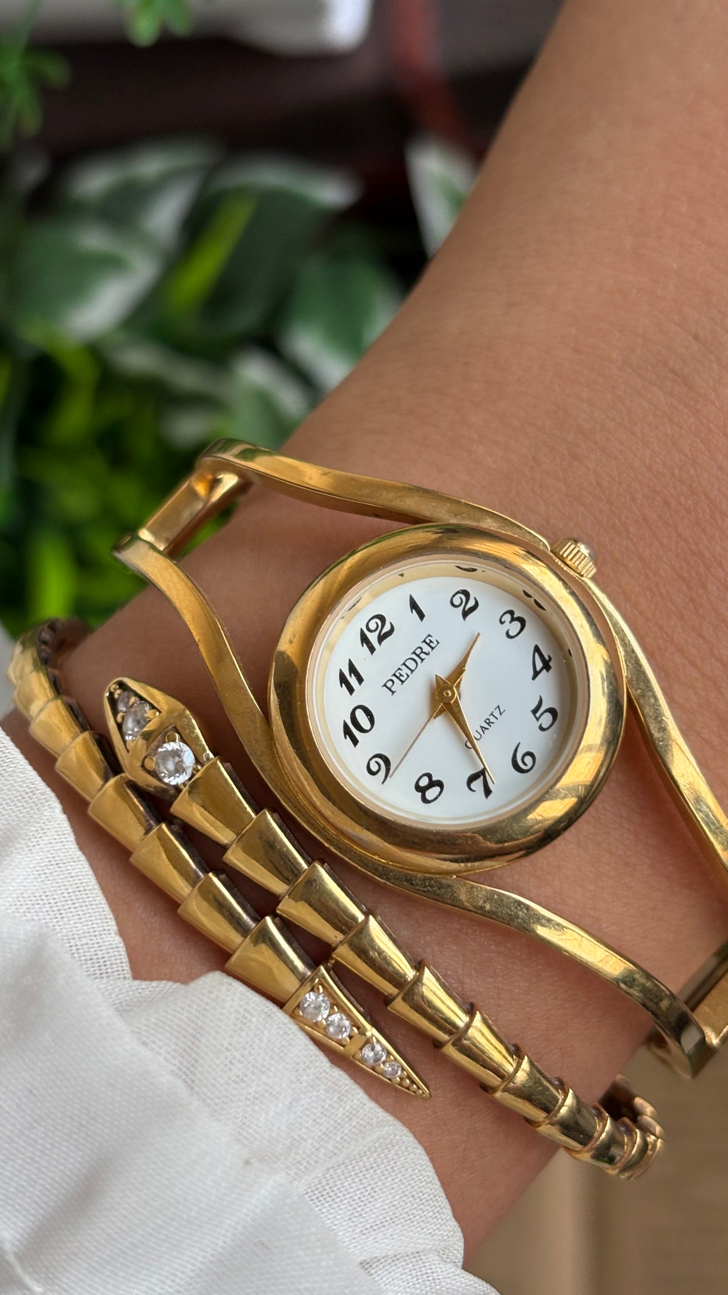 Vintage Pedre Rare Bangle Watch in Gold Tone