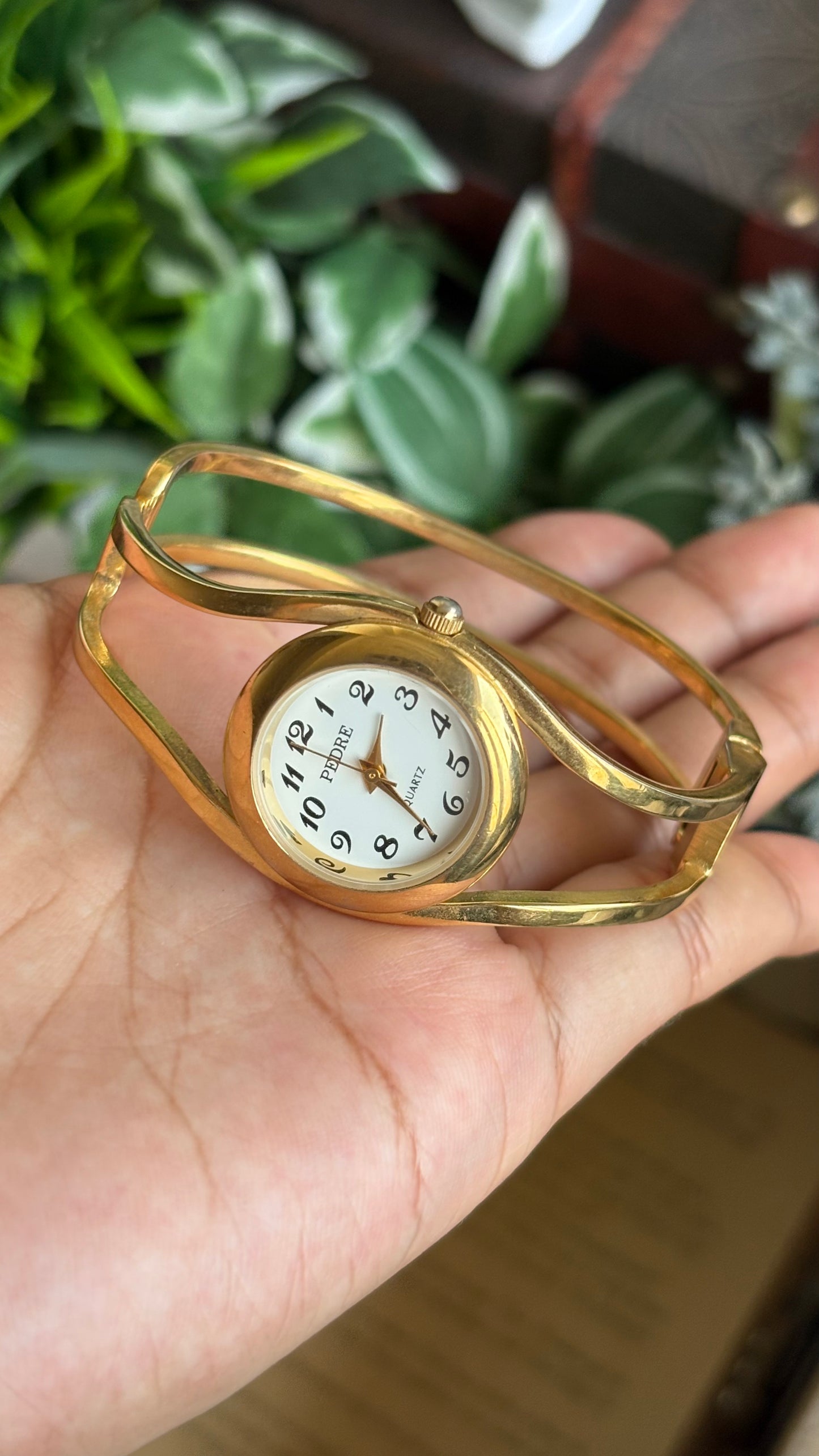 Vintage Pedre Rare Bangle Watch in Gold Tone