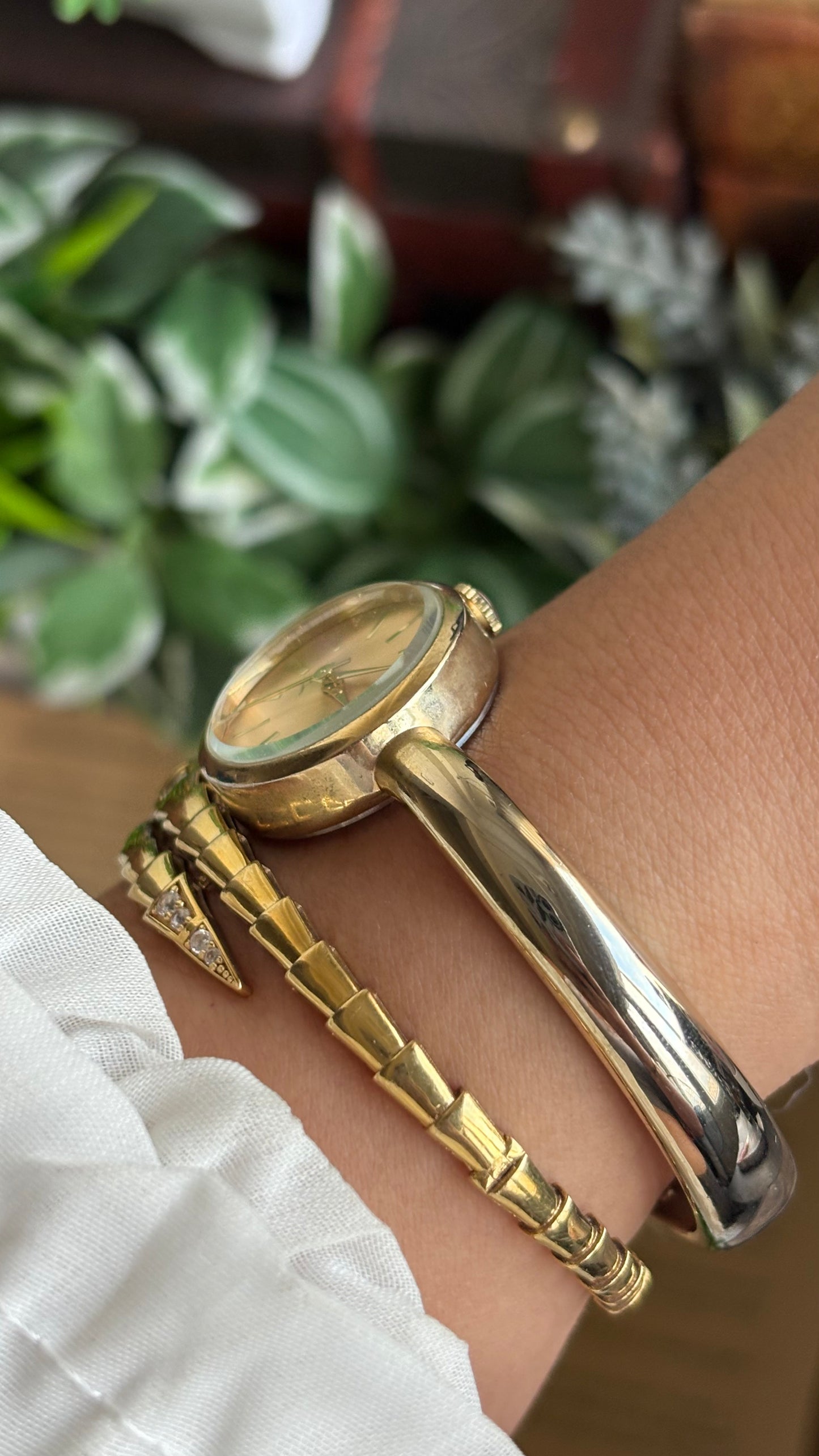 Vintage J-Axis Rare Bangle Watch in Gold Tone
