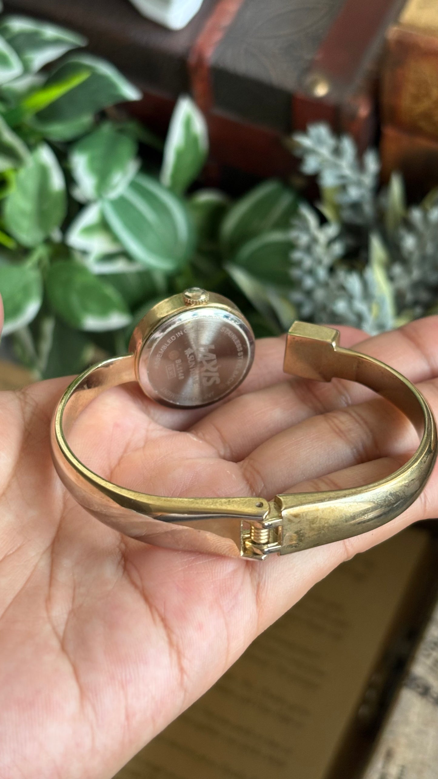 Vintage J-Axis Rare Bangle Watch in Gold Tone