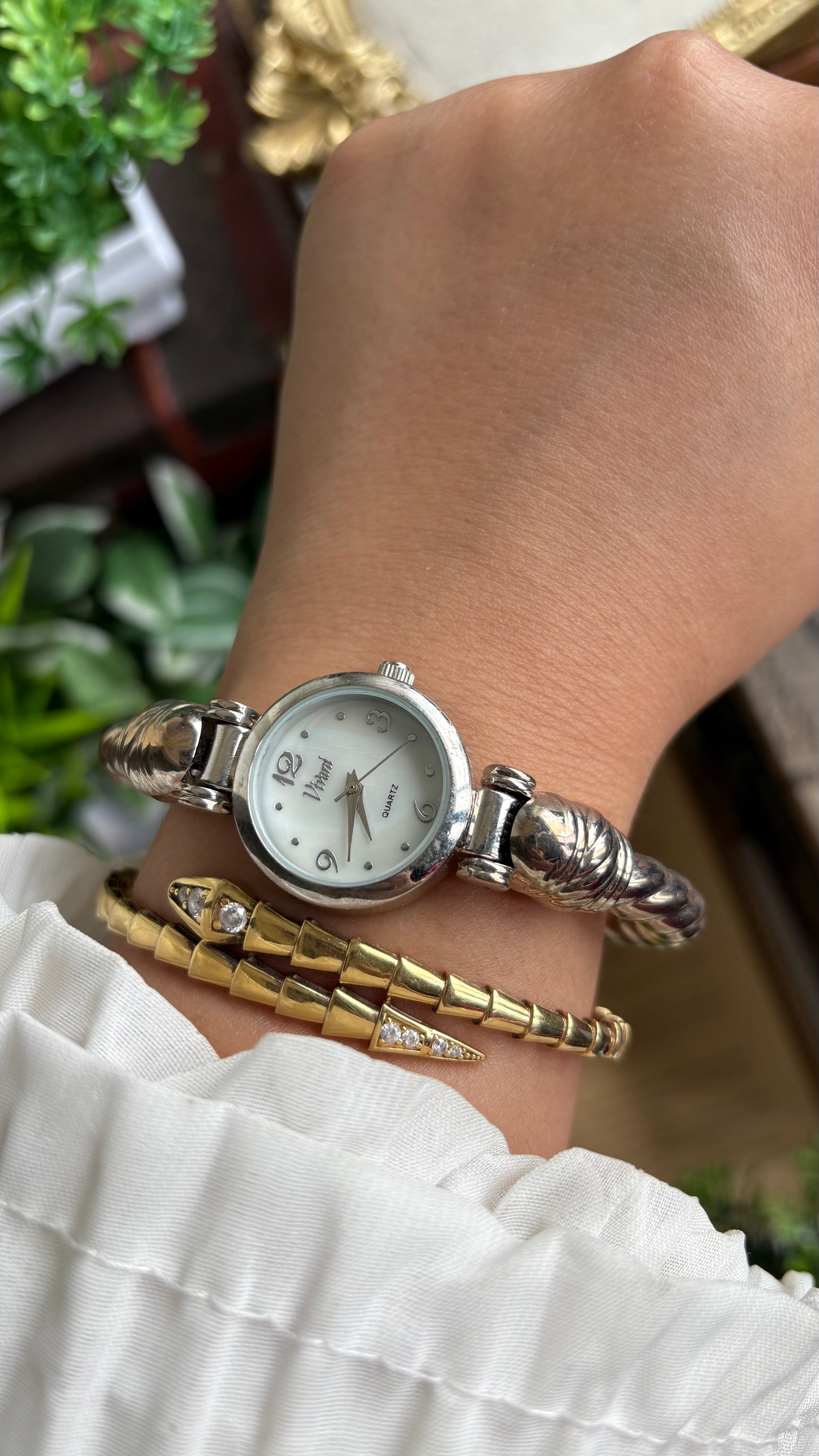 Vintage Vivani Bangle Watch in Silver Tone Rope Style