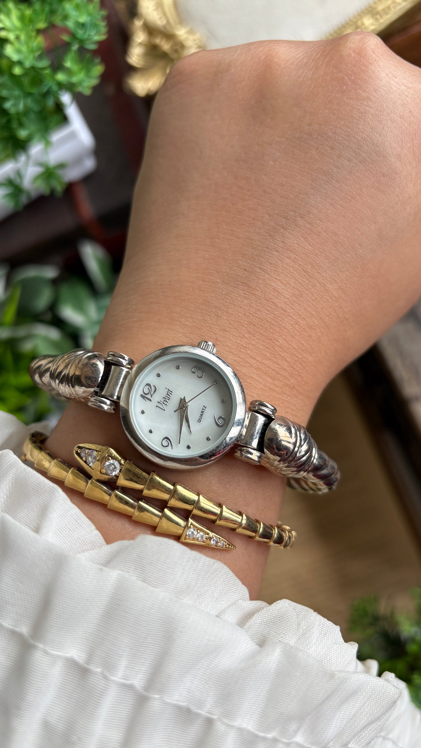 Vintage Vivani Bangle Watch in Silver Tone Rope Style