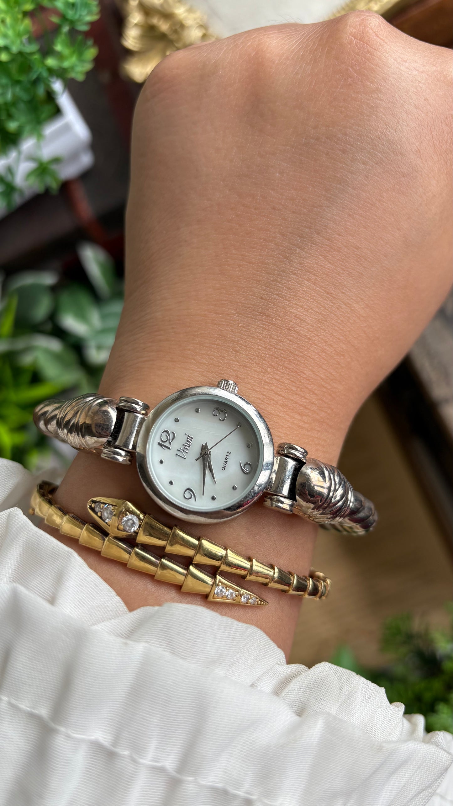 Vintage Vivani Bangle Watch in Silver Tone Rope Style
