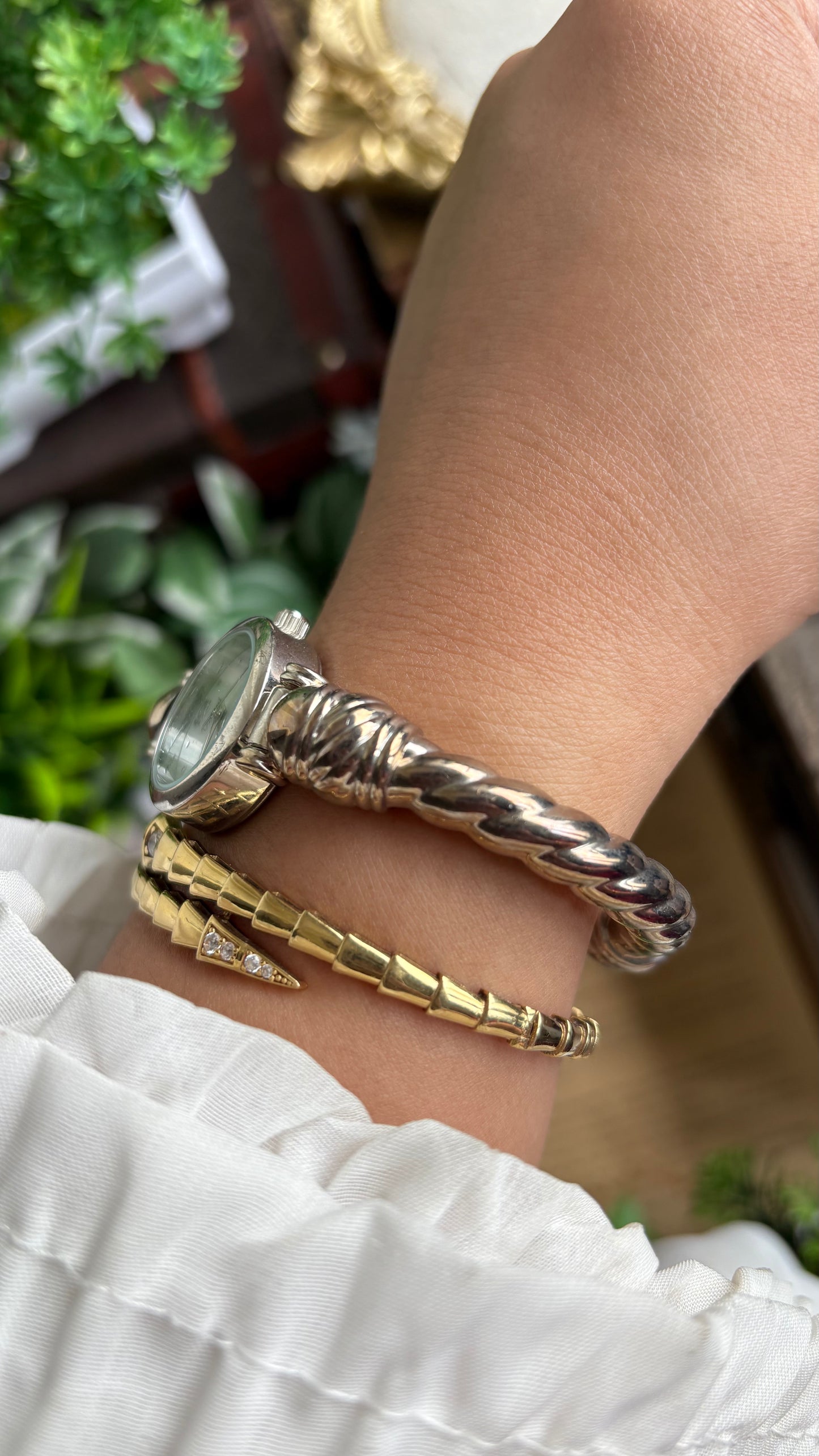 Vintage Vivani Bangle Watch in Silver Tone Rope Style