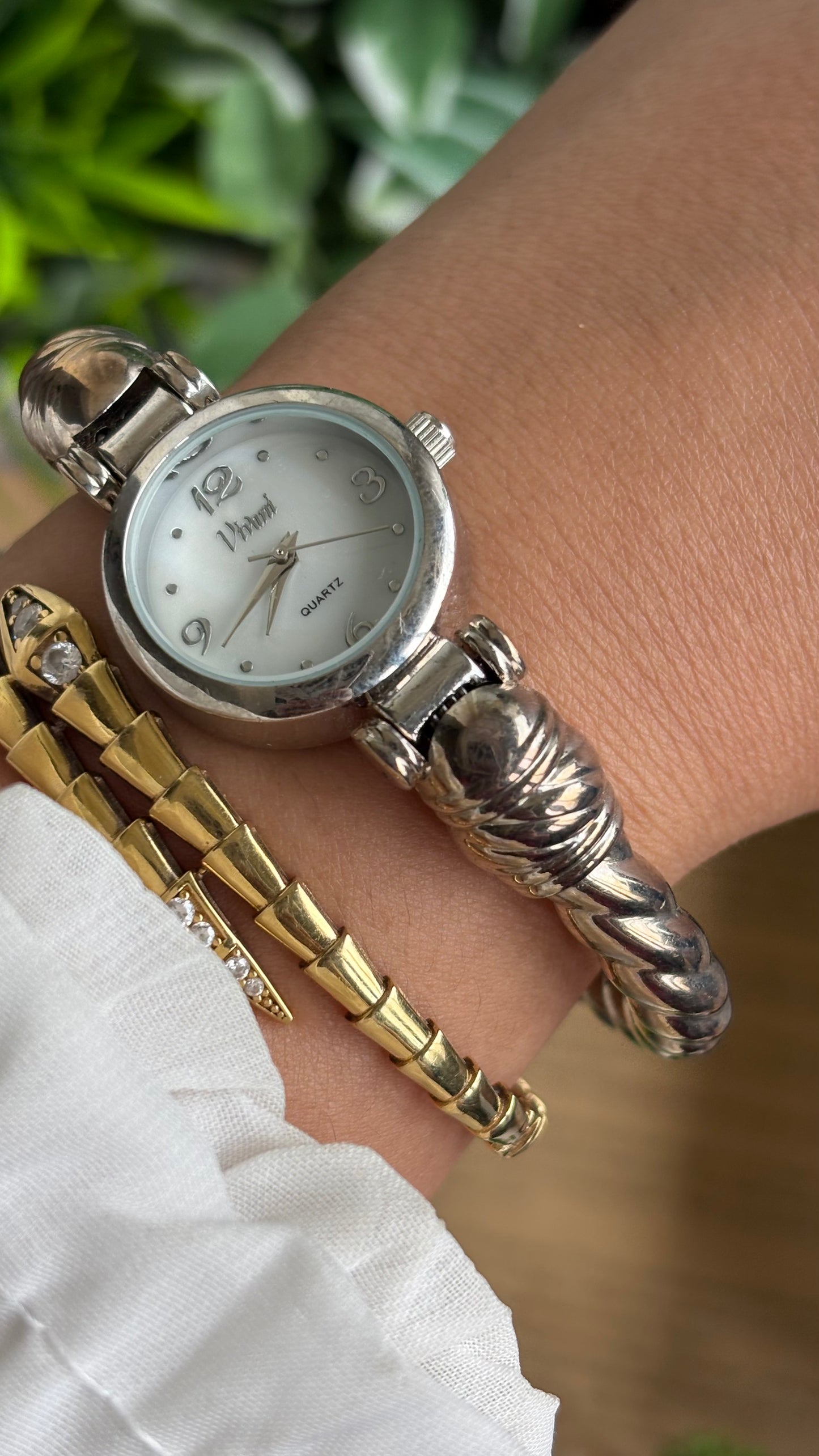 Vintage Vivani Bangle Watch in Silver Tone Rope Style