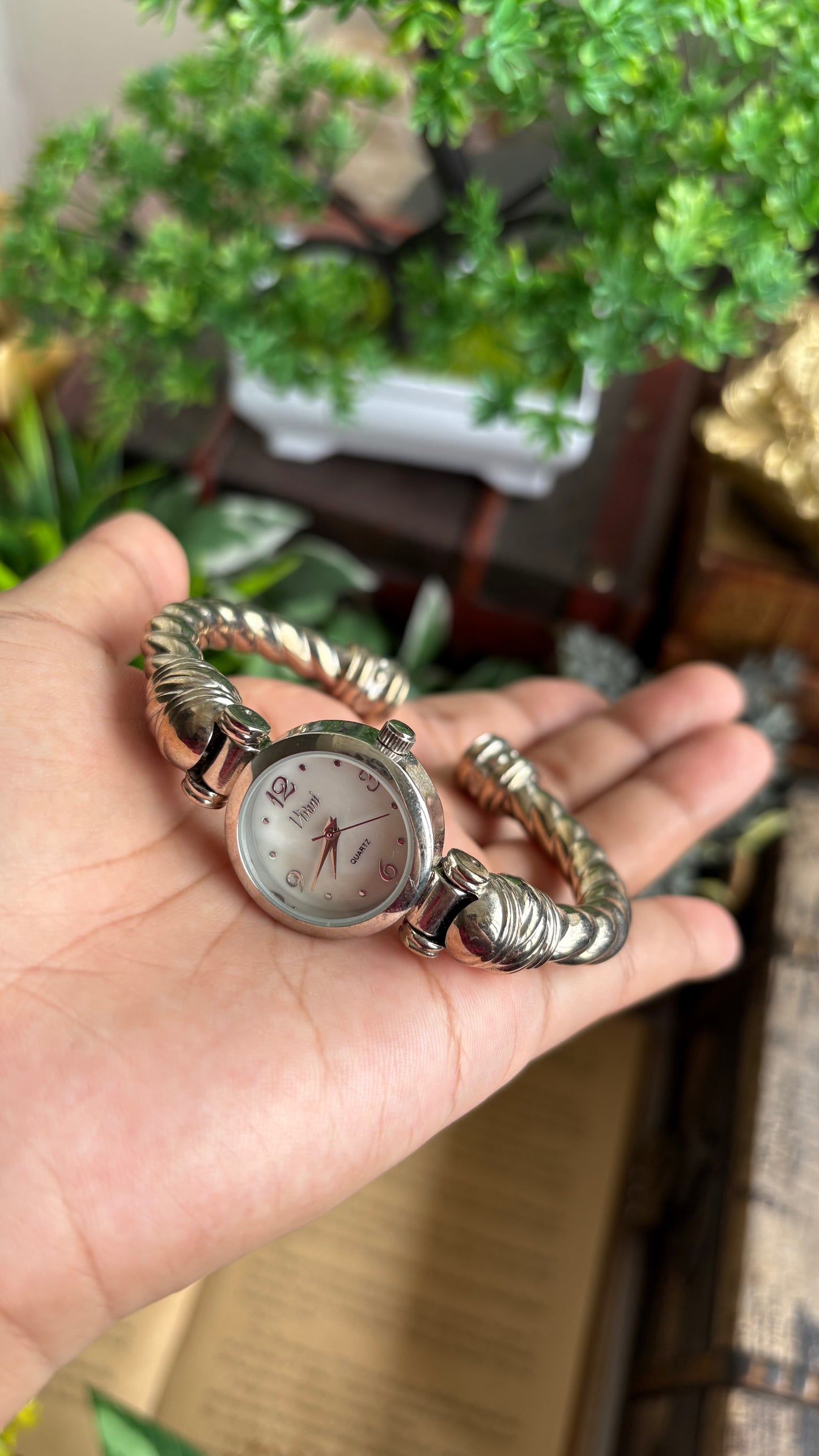 Vintage Vivani Bangle Watch in Silver Tone Rope Style
