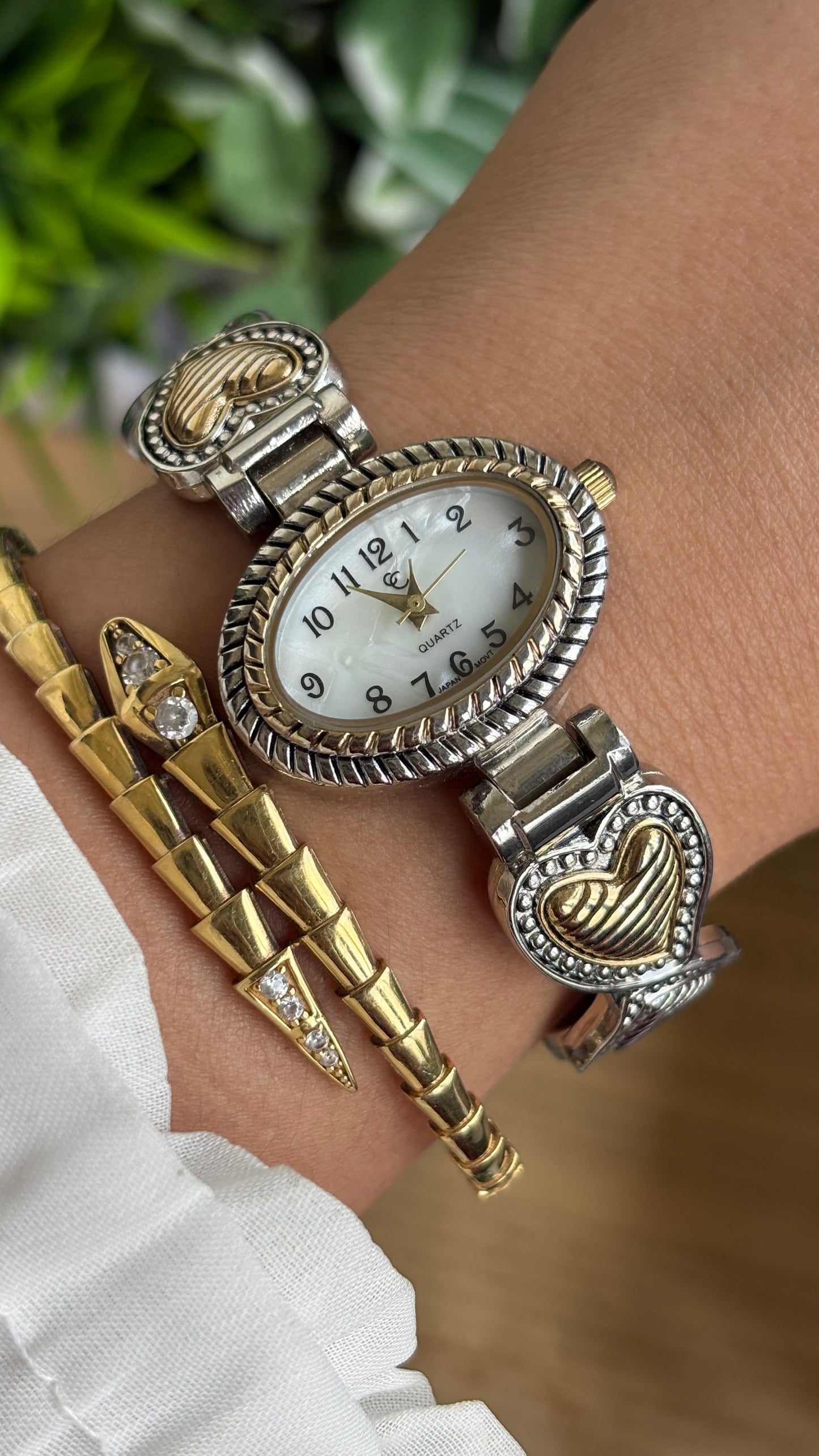 Vintage Charter Club Watch in Two-Tone Heart Straps