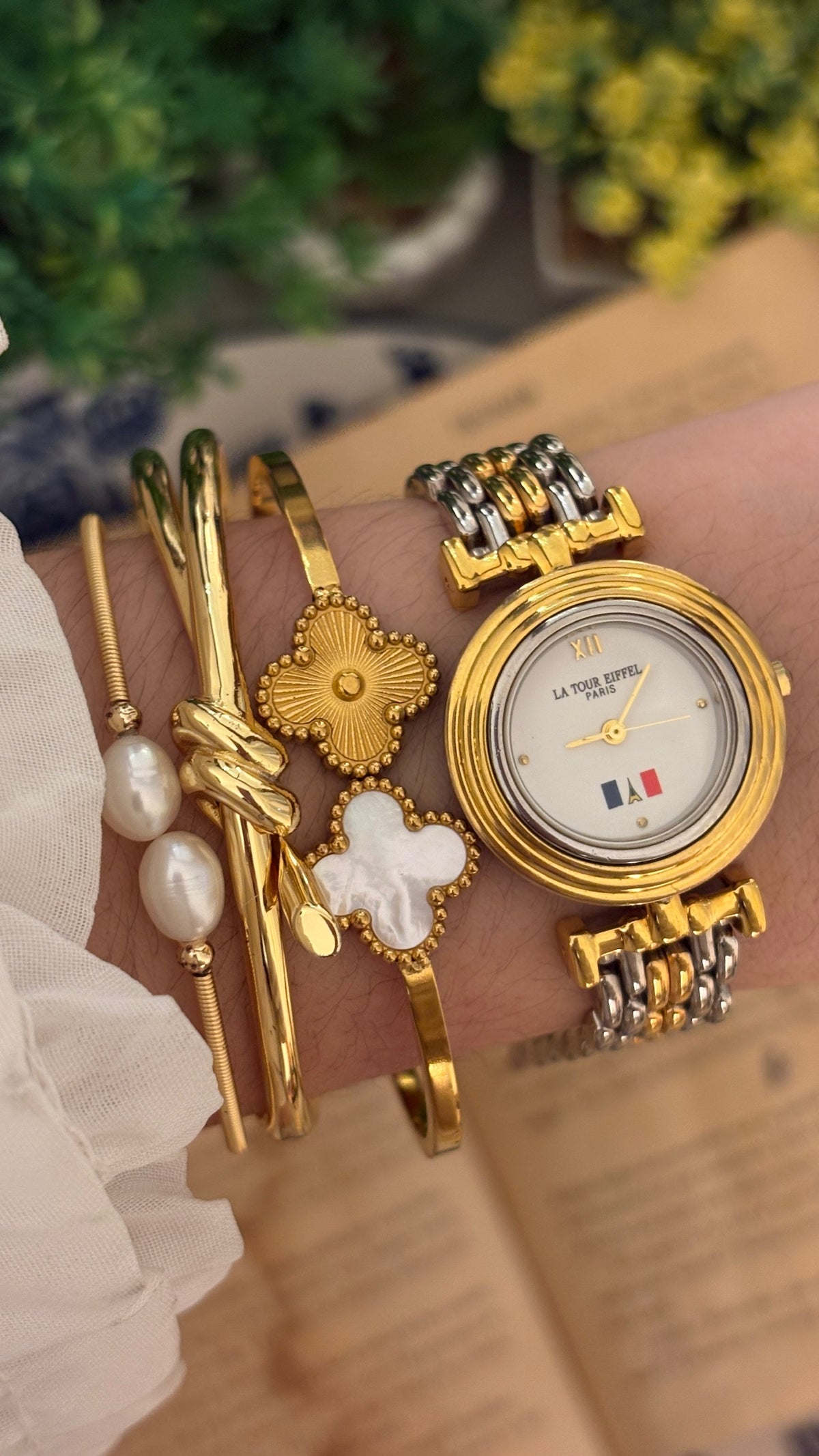 Rare Vintage La Tour Eiffel Paris Watch in Two-Tone Quartz
