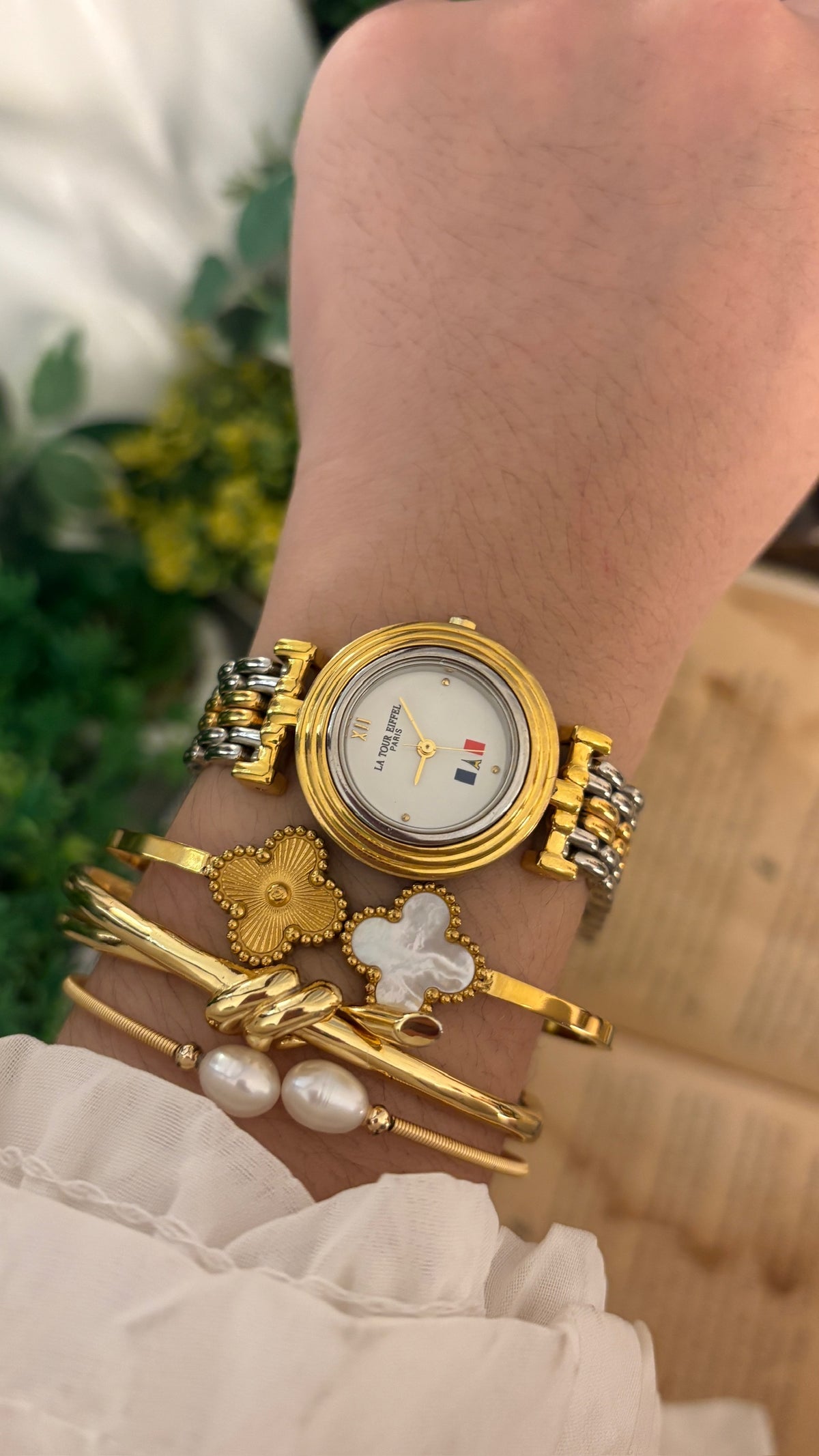 Rare Vintage La Tour Eiffel Paris Watch in Two-Tone Quartz