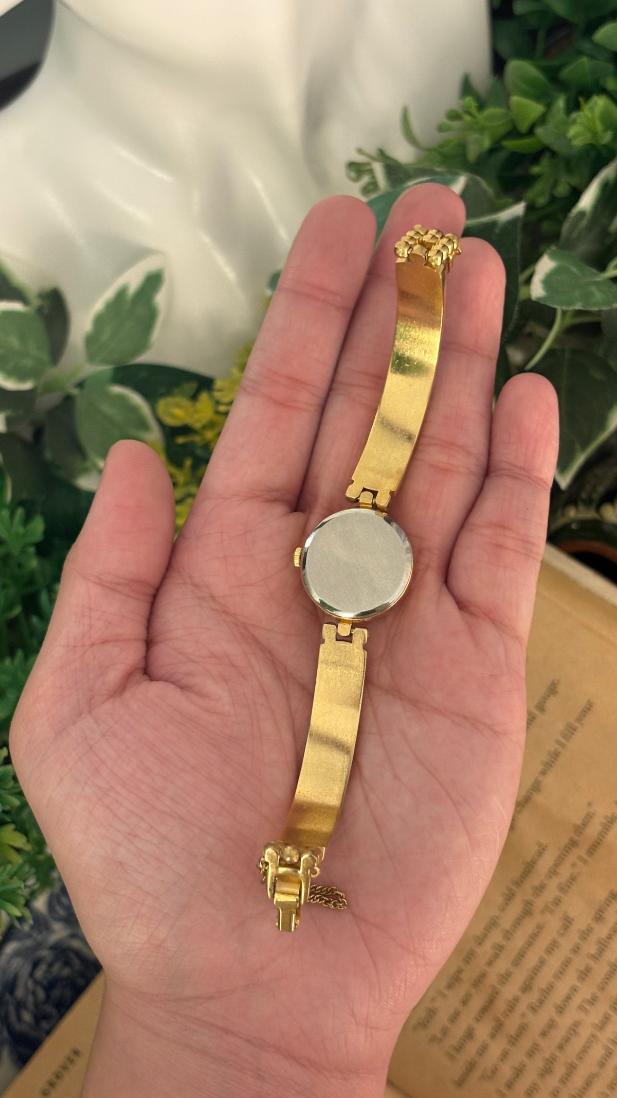 Rare Vintage Mille Fille Leather Semi-Bangle Watch in Gold Tone Quartz