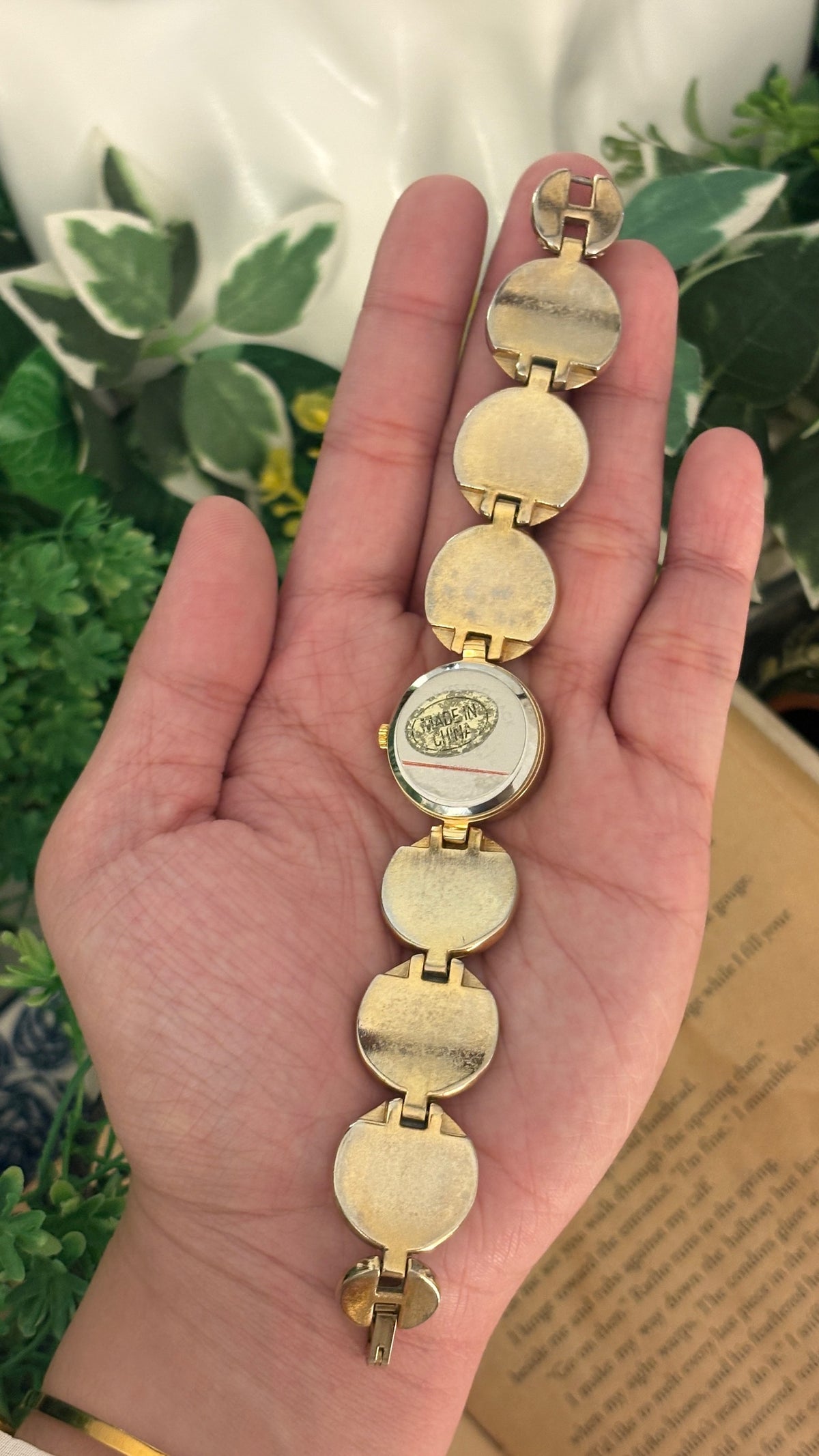 Rare Vintage Beau Cat's Eye Gemstone Bracelet Watch in Gold Tone Quartz