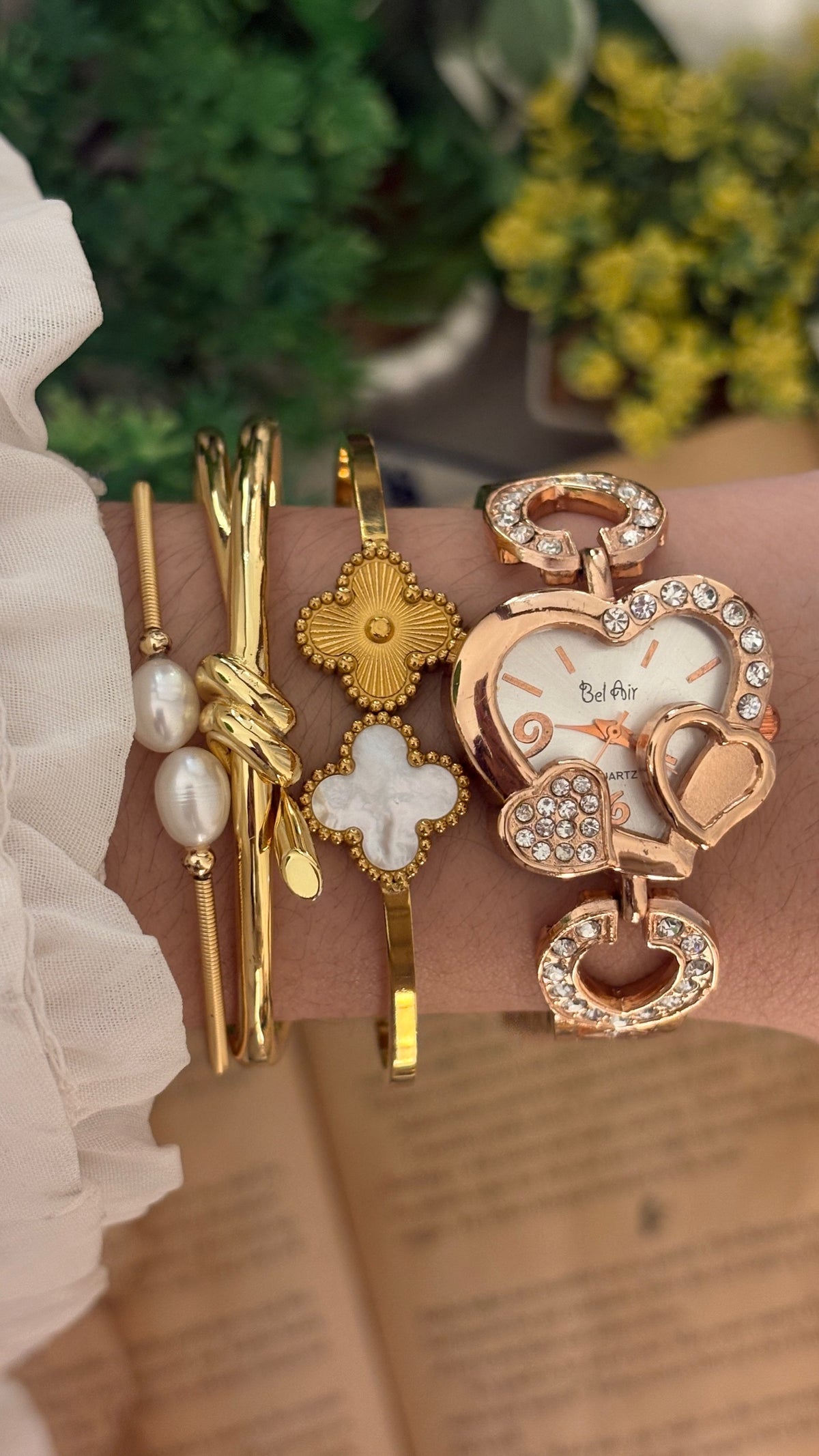 Rare Vintage Bel Air Heart Dial Watch in Rose Gold Tone Quartz