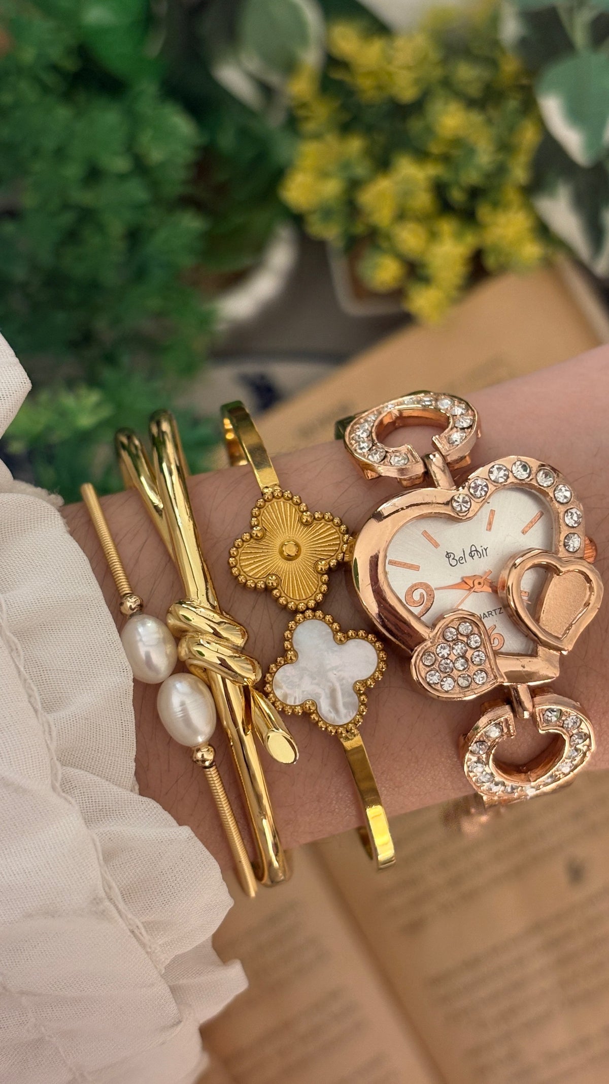 Rare Vintage Bel Air Heart Dial Watch in Rose Gold Tone Quartz