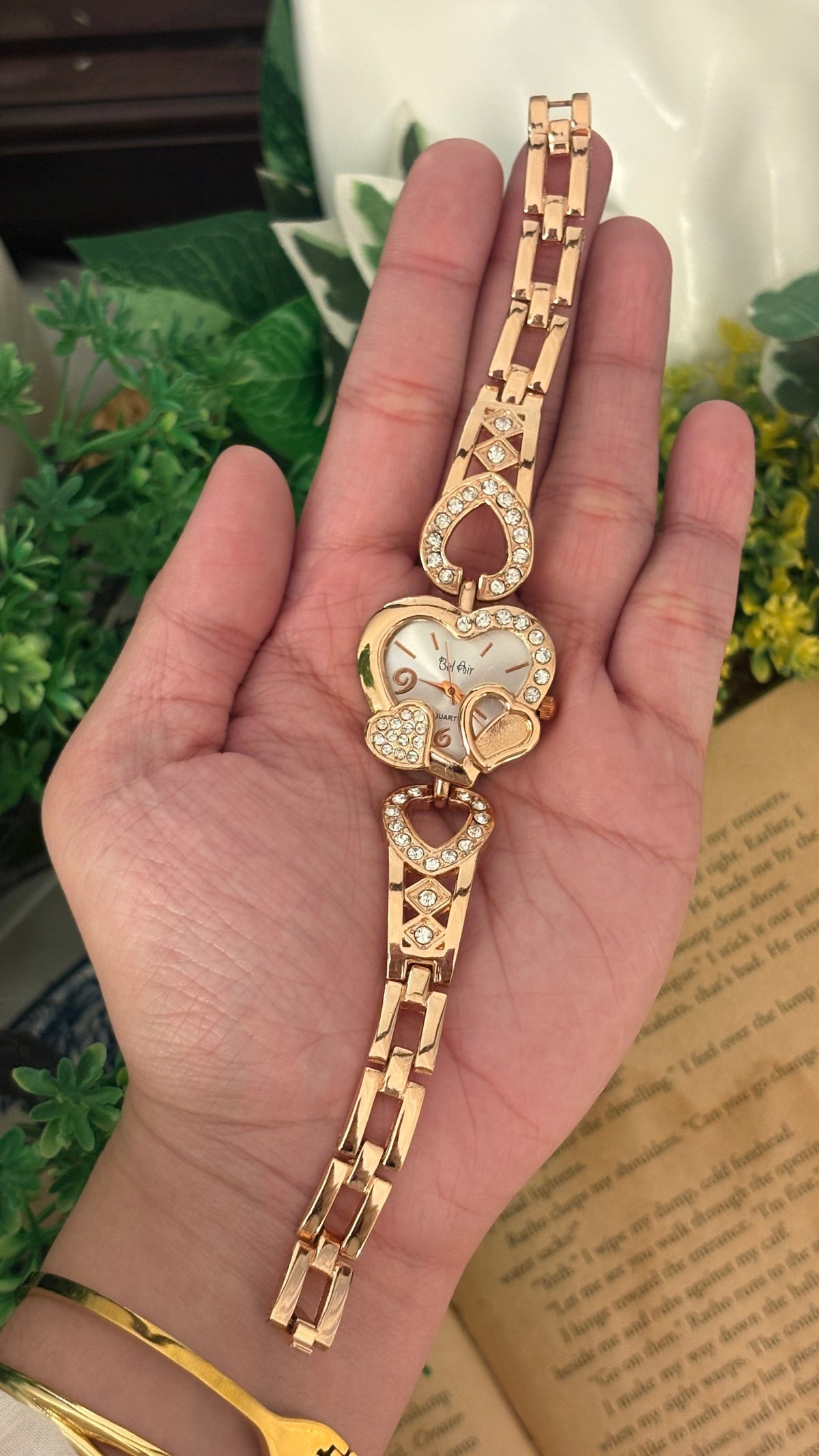 Rare Vintage Bel Air Heart Dial Watch in Rose Gold Tone Quartz