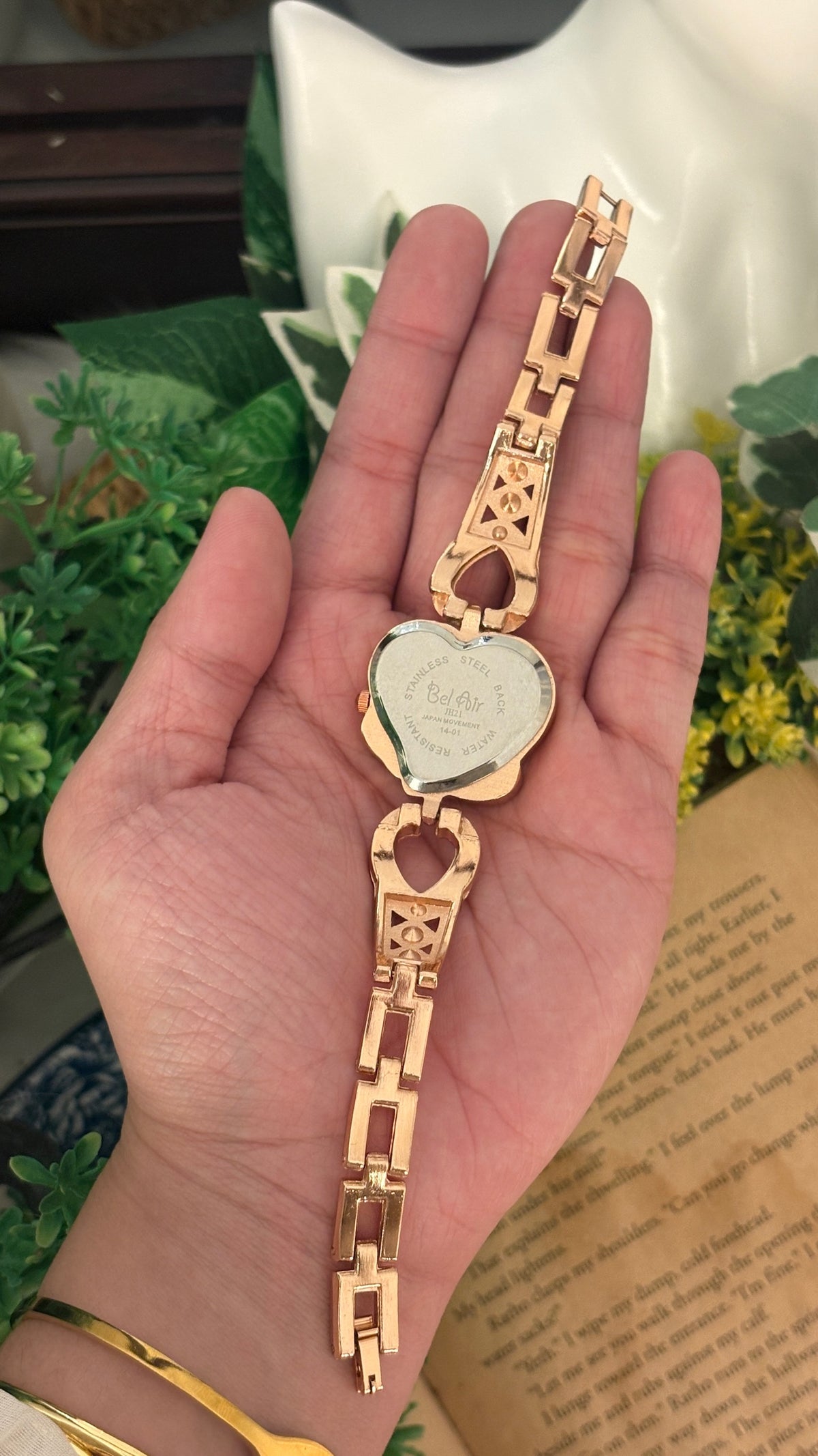 Rare Vintage Bel Air Heart Dial Watch in Rose Gold Tone Quartz