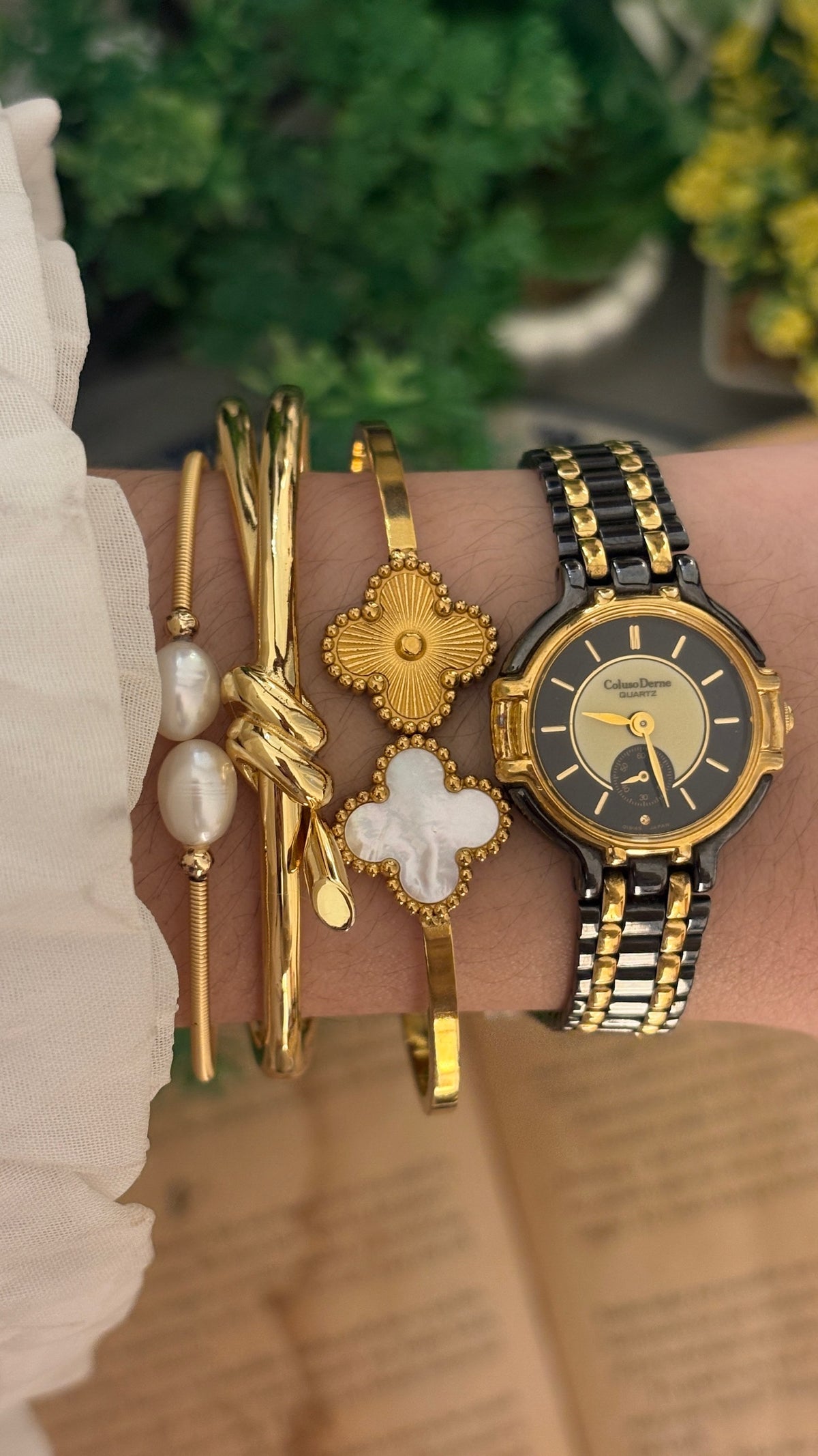 Rare Vintage Coluso Derne Dual Face Watch in Two-Tone Quartz