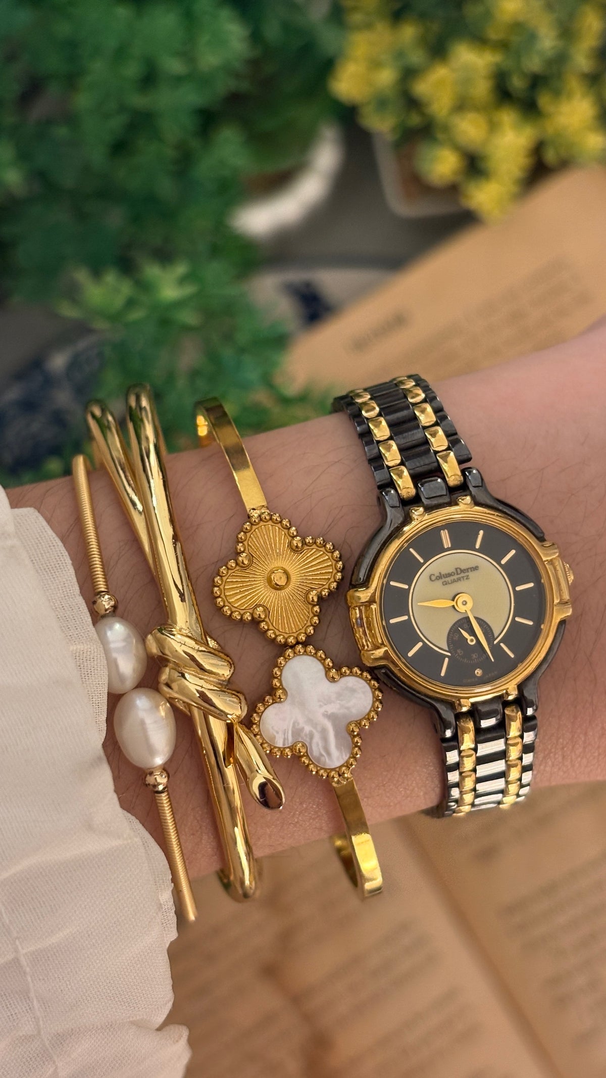 Rare Vintage Coluso Derne Dual Face Watch in Two-Tone Quartz