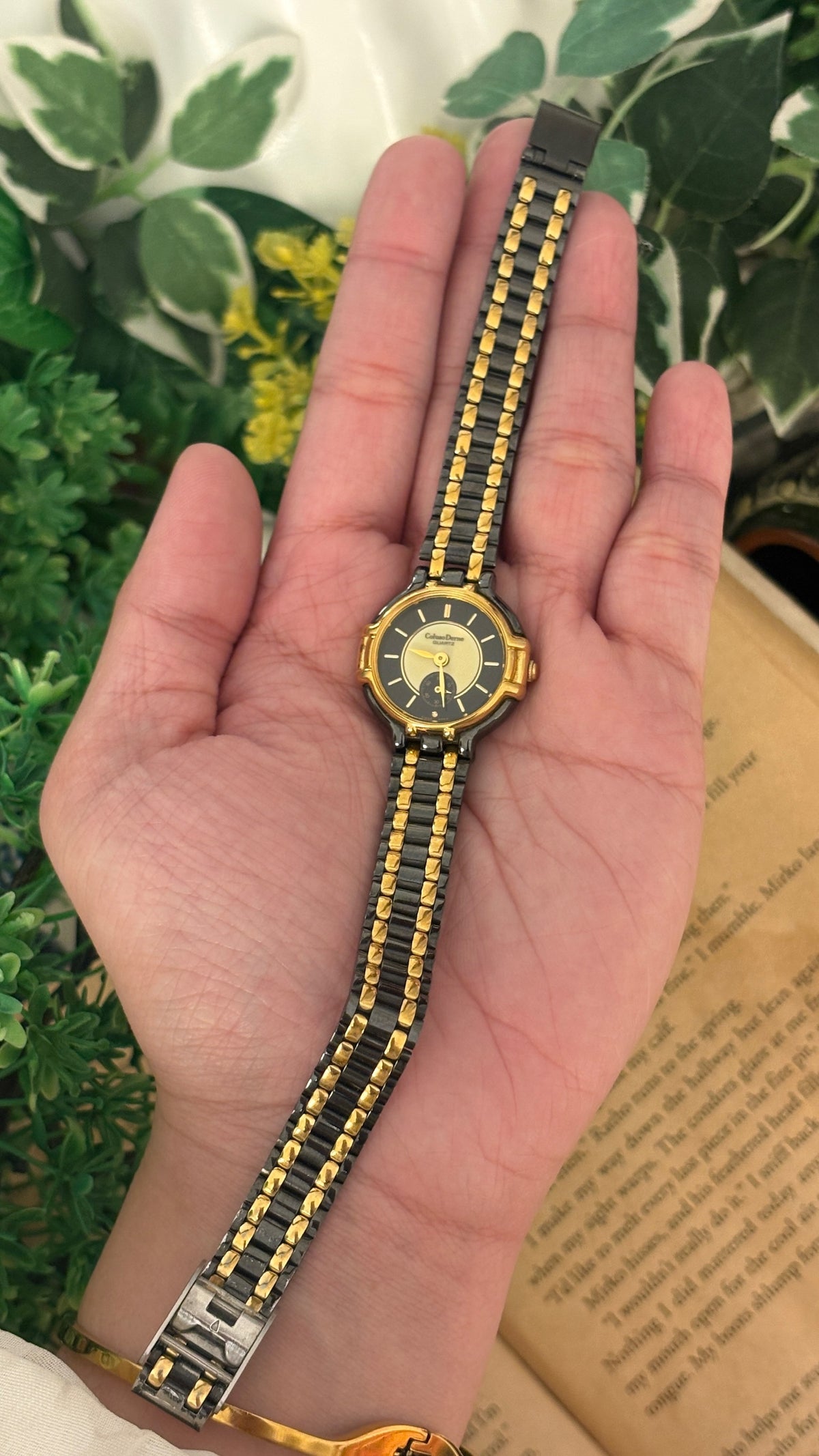 Rare Vintage Coluso Derne Dual Face Watch in Two-Tone Quartz