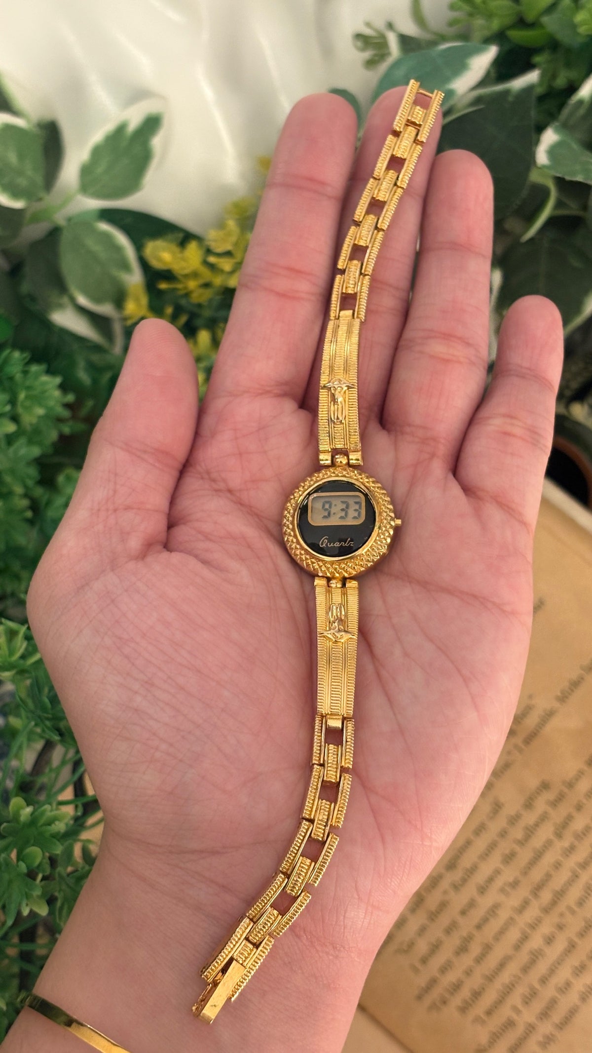 Rare Dainty Vintage Japan Quartz Digital Watch in Gold Tone Quartz