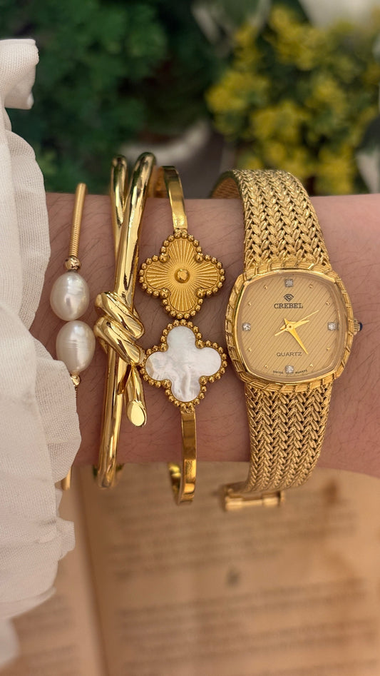 Rare Vintage Crebel Swiss Dress Watch in Gold Tone Quartz