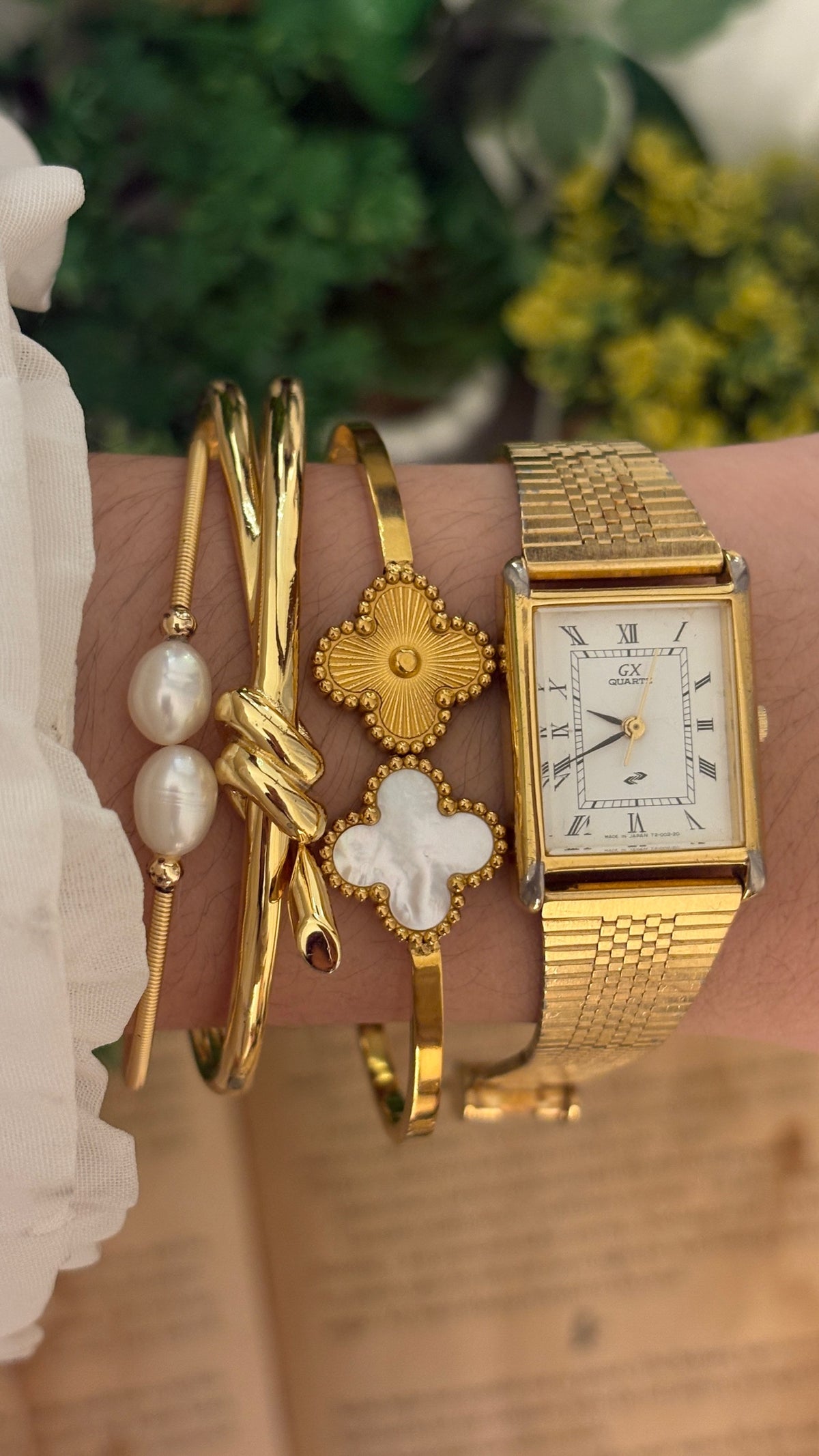 Rare Vintage GX Roman Dial Tank Watch in Gold Tone Quartz