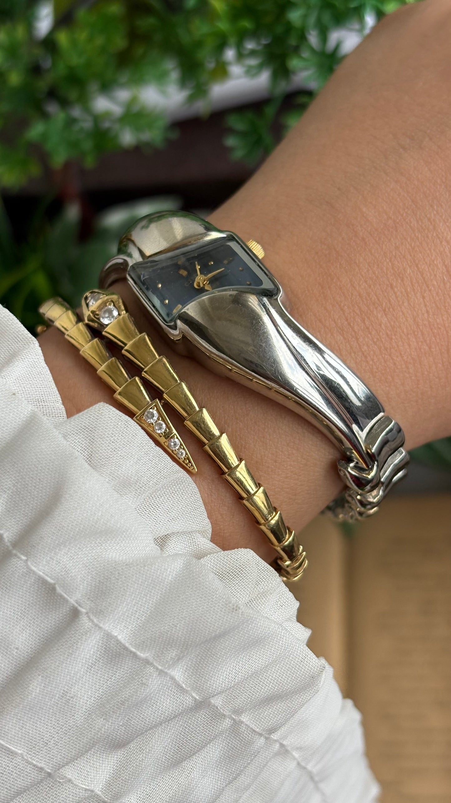 Vintage CTNY Melted Watch in Silver Tone Blue Dial