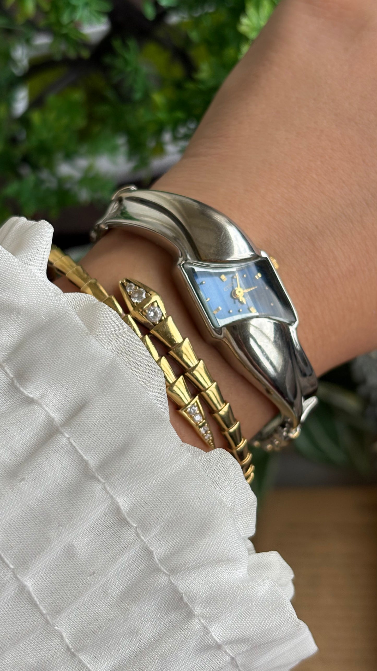 Vintage CTNY Melted Watch in Silver Tone Blue Dial