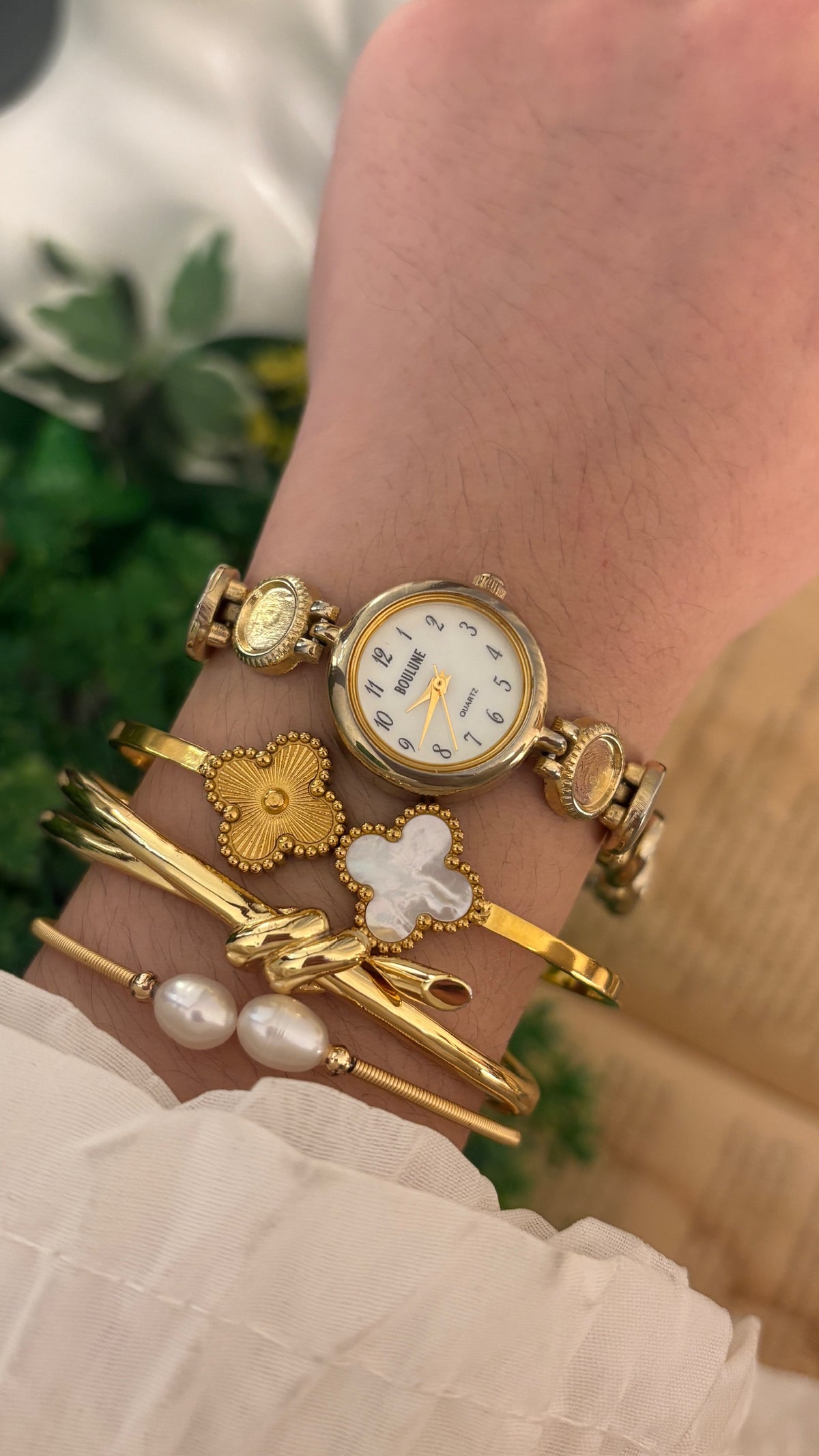 Vintage Boulune Bracelet Watch in Gold Tone Quartz