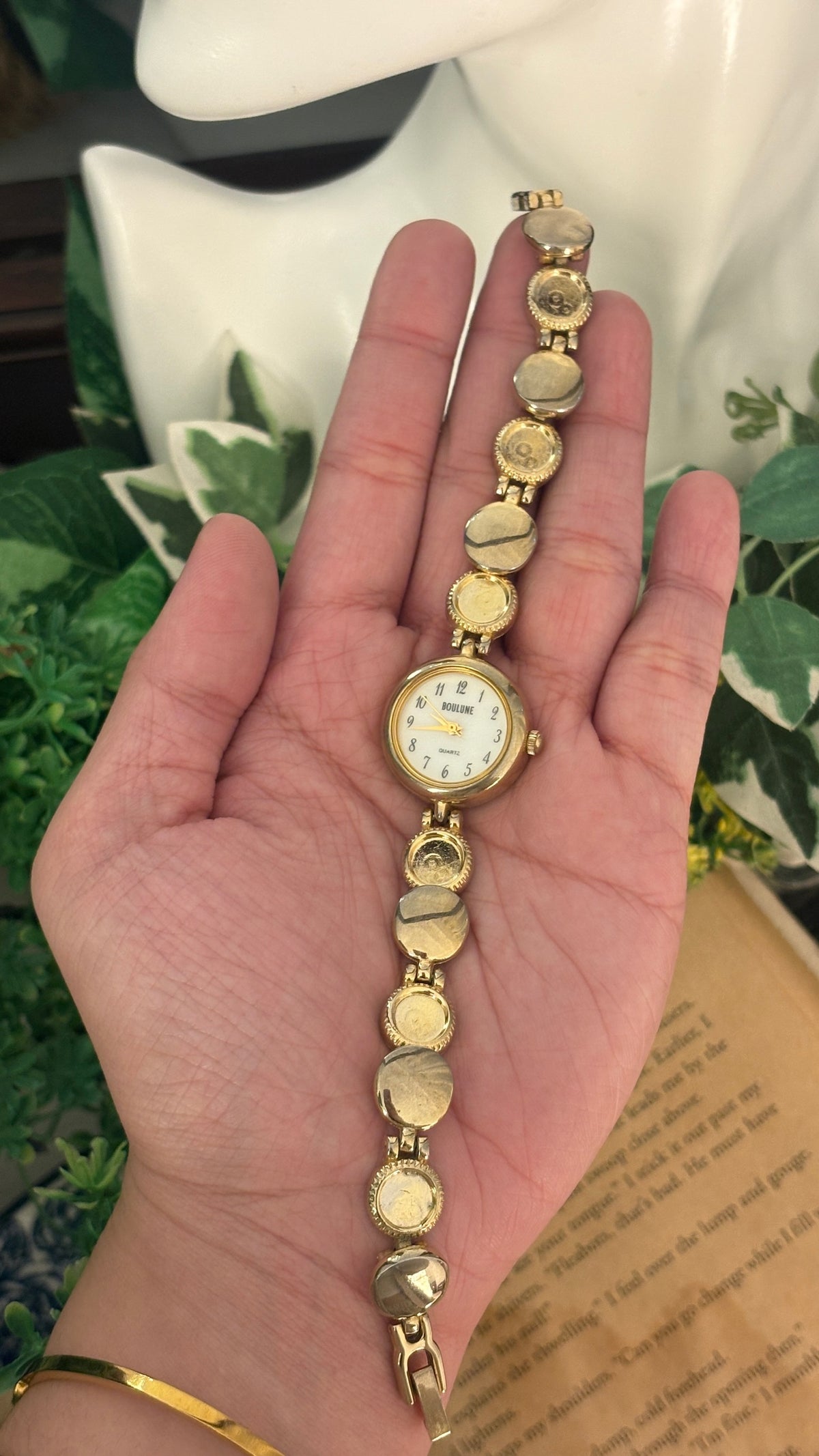 Vintage Boulune Bracelet Watch in Gold Tone Quartz