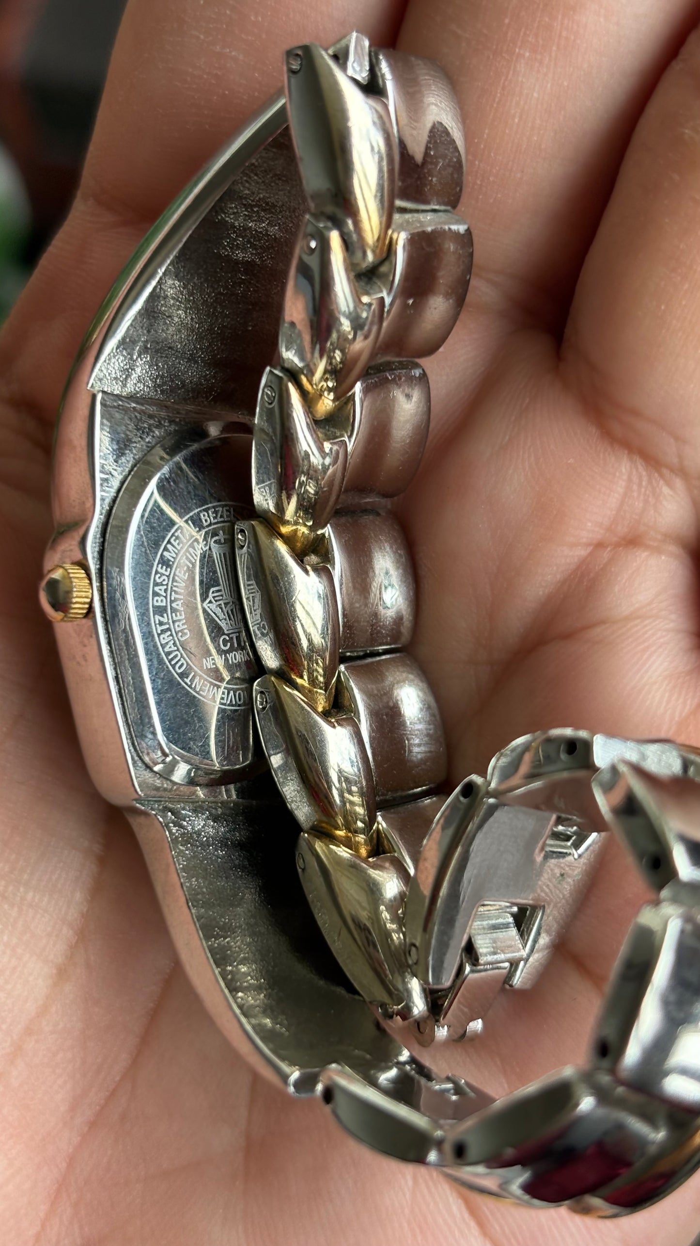 Vintage CTNY Melted Watch in Silver Tone Blue Dial