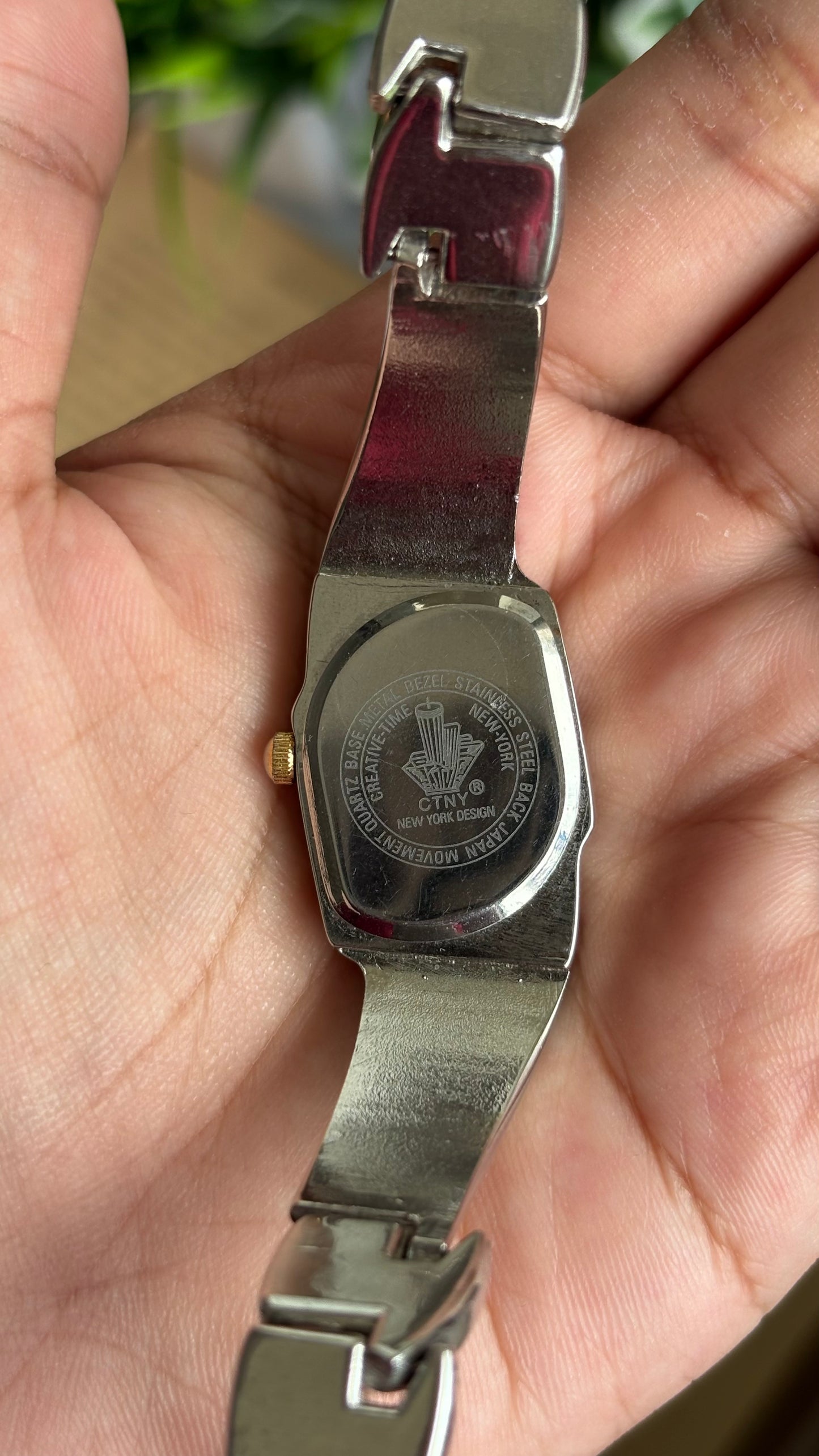 Vintage CTNY Melted Watch in Silver Tone Blue Dial