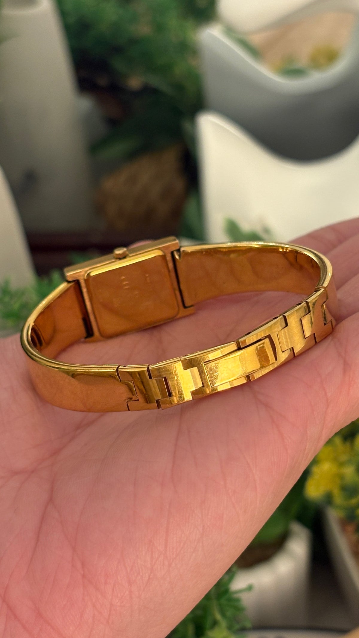 Rare Vintage Lanvin Paris Bangle Watch in Gold Tone Quartz