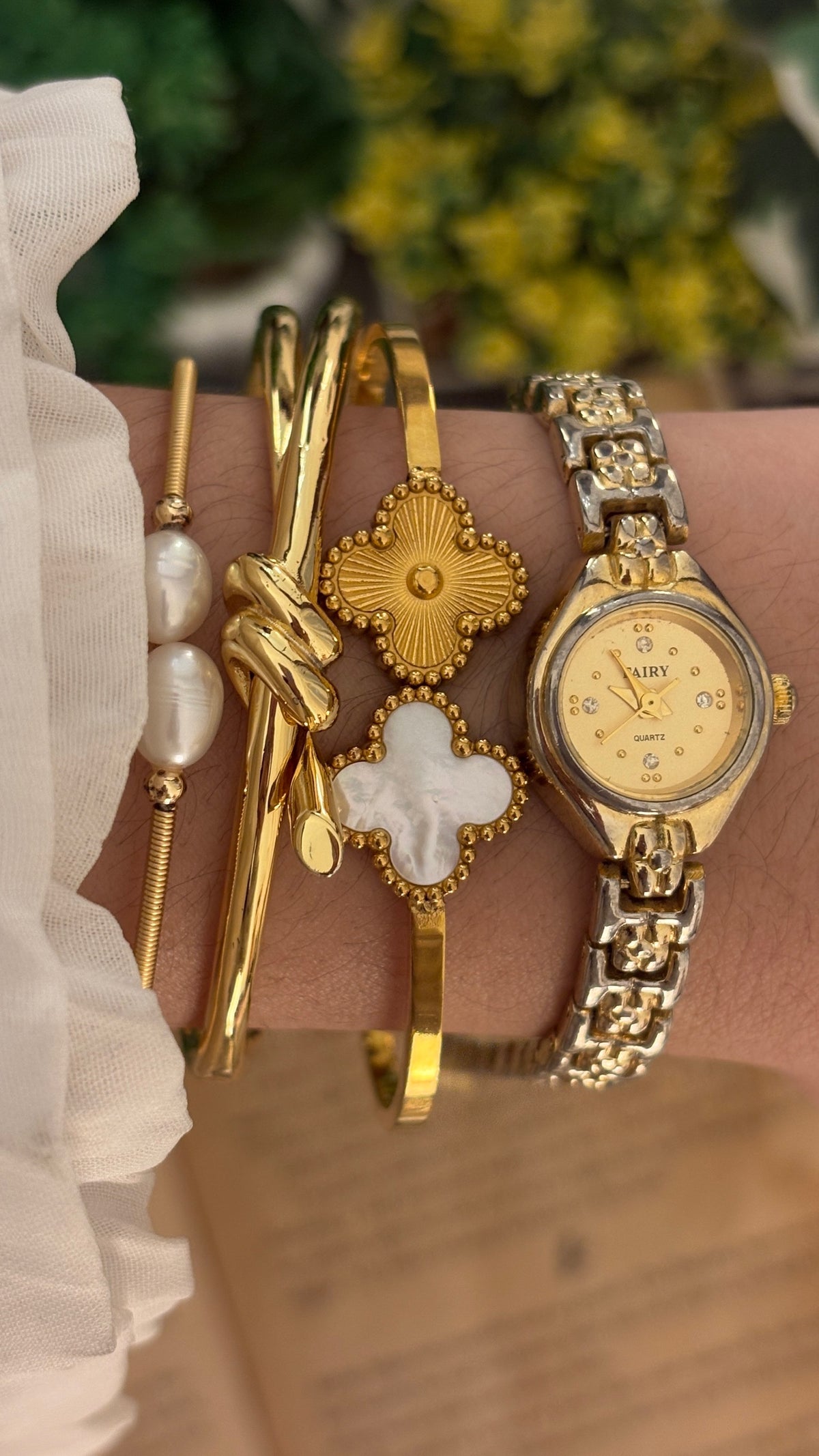 Dainty Vintage Fairy Bracelet Watch in Gold Tone Quartz