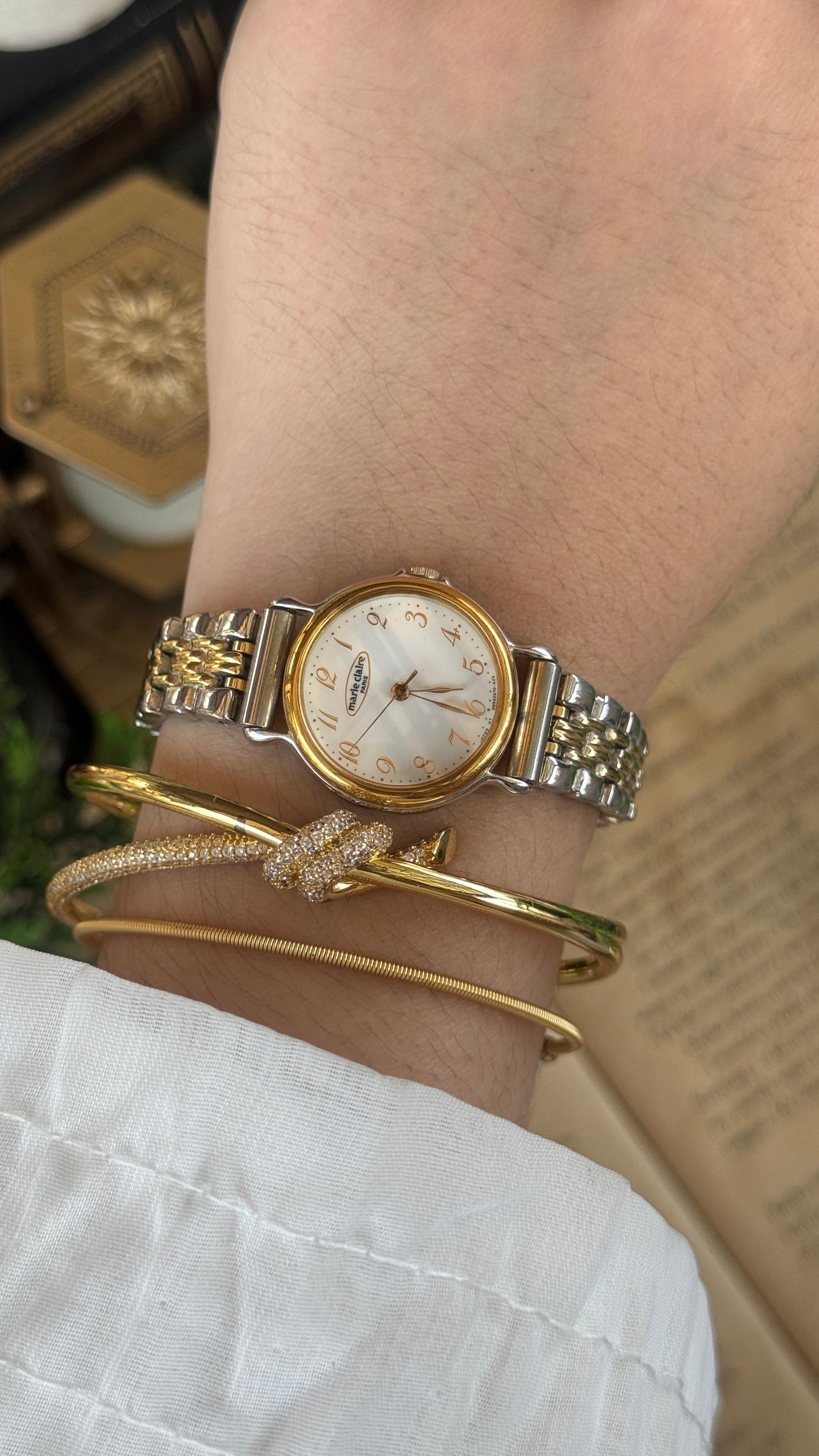 Vintage Marie Claire Paris Minimalist Watch in Two-Tone Quartz