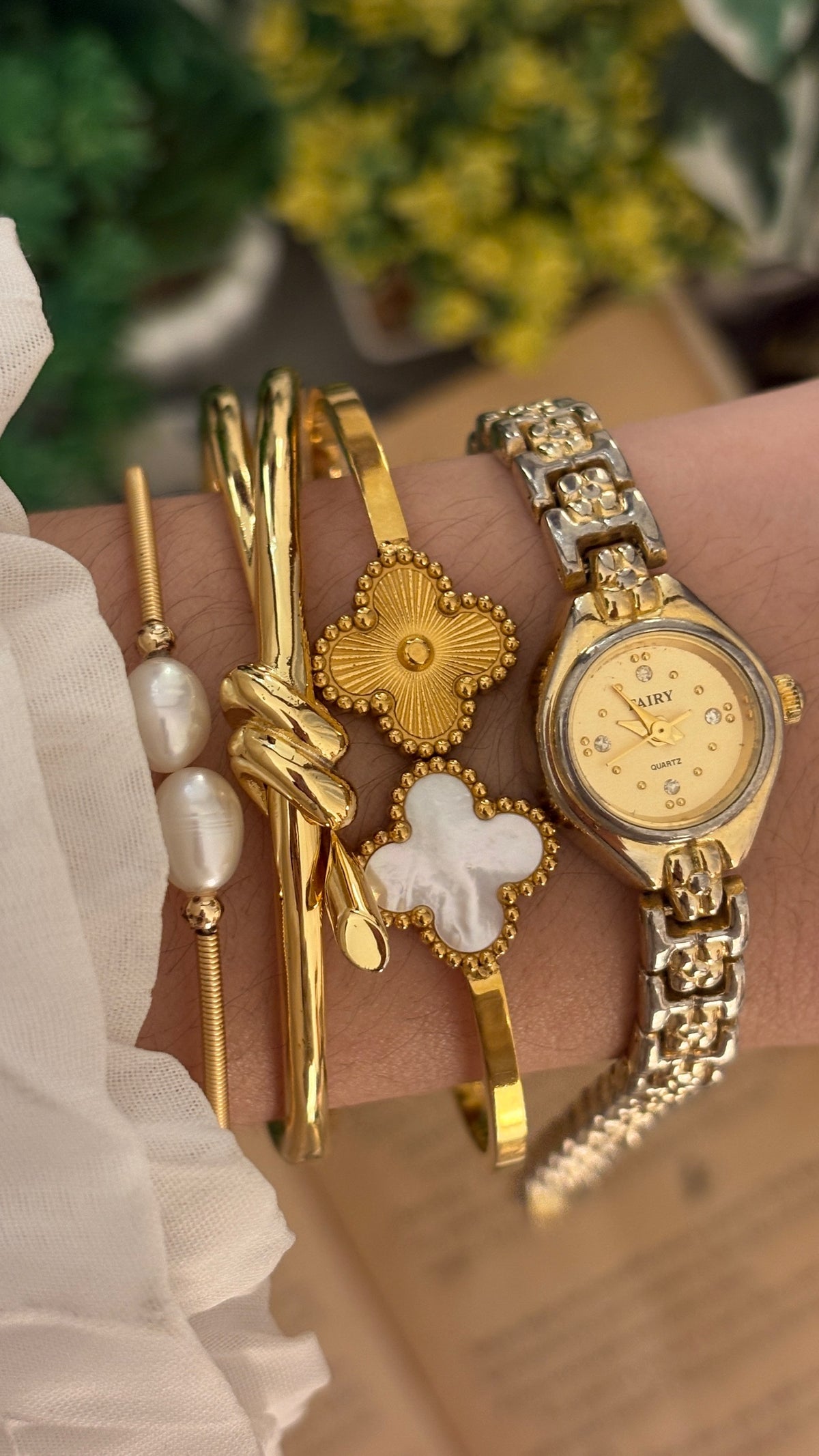 Dainty Vintage Fairy Bracelet Watch in Gold Tone Quartz
