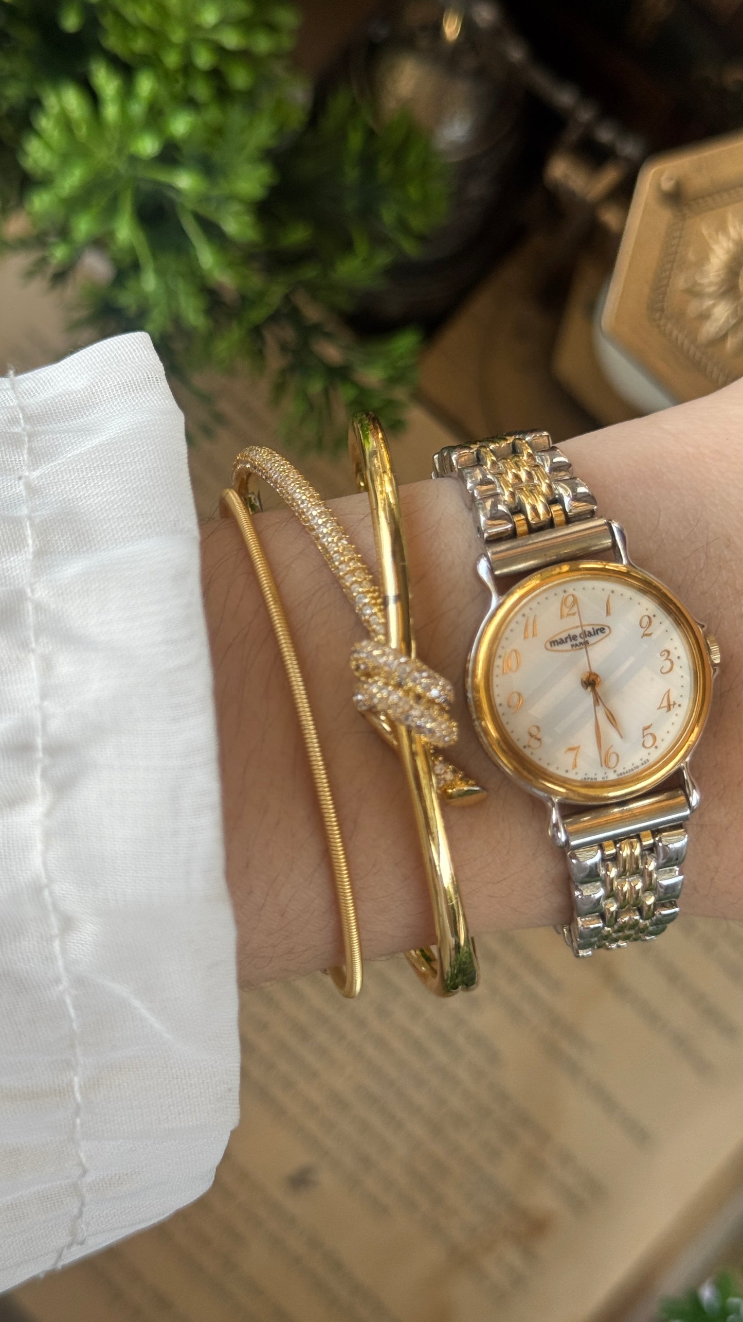 Vintage Marie Claire Paris Minimalist Watch in Two-Tone Quartz