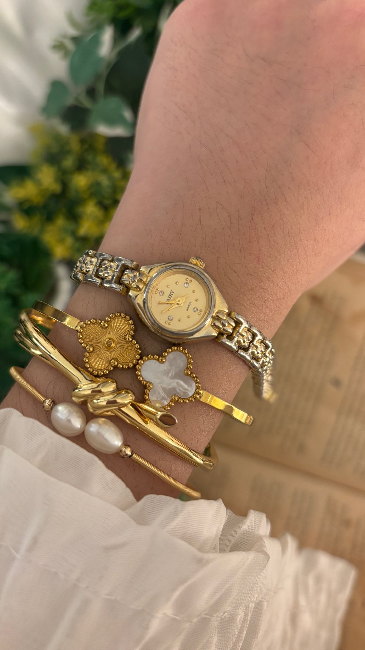 Dainty Vintage Fairy Bracelet Watch in Gold Tone Quartz