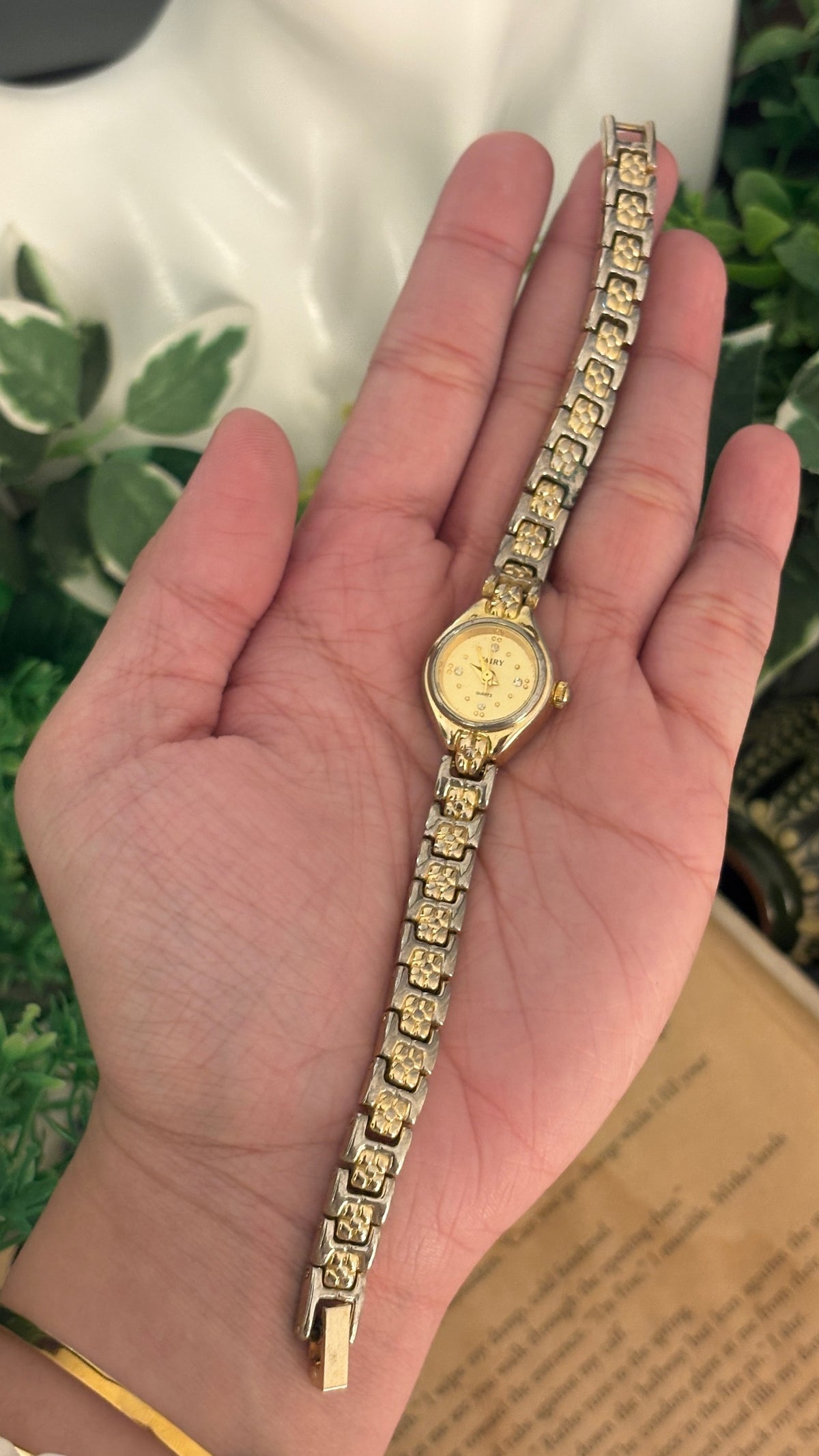 Dainty Vintage Fairy Bracelet Watch in Gold Tone Quartz