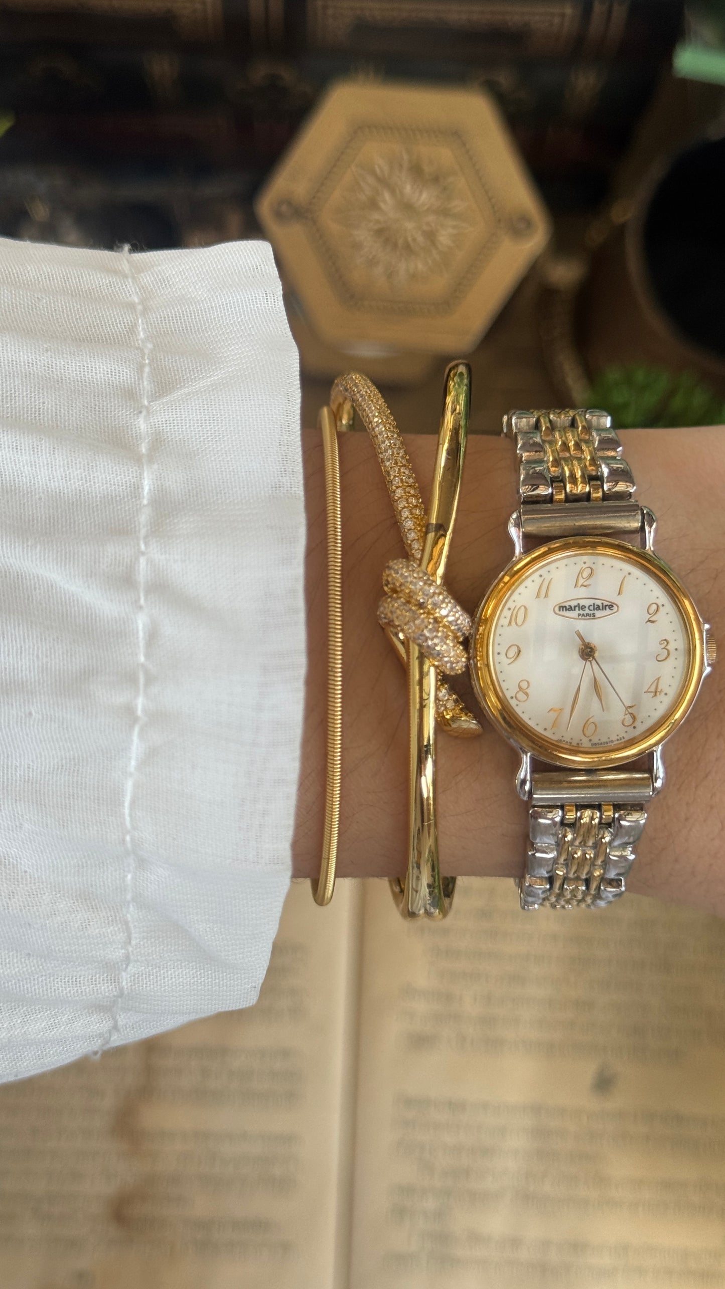 Vintage Marie Claire Paris Minimalist Watch in Two-Tone Quartz