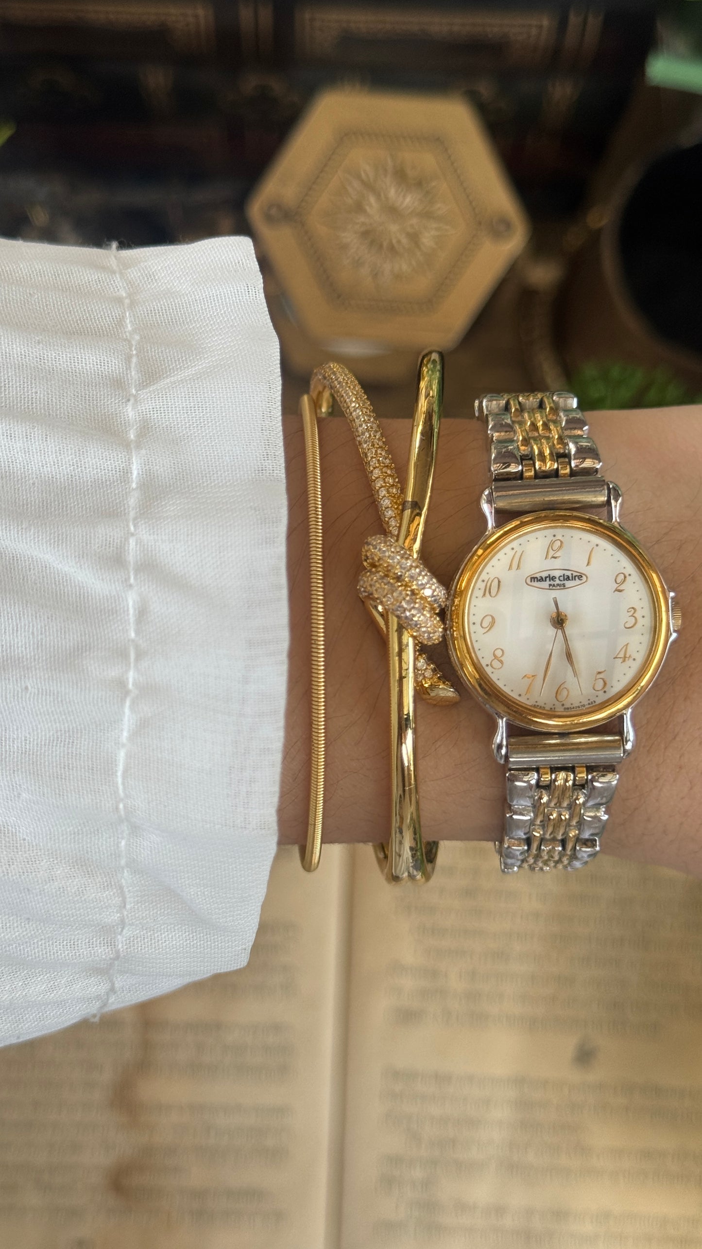 Vintage Marie Claire Paris Minimalist Watch in Two-Tone Quartz