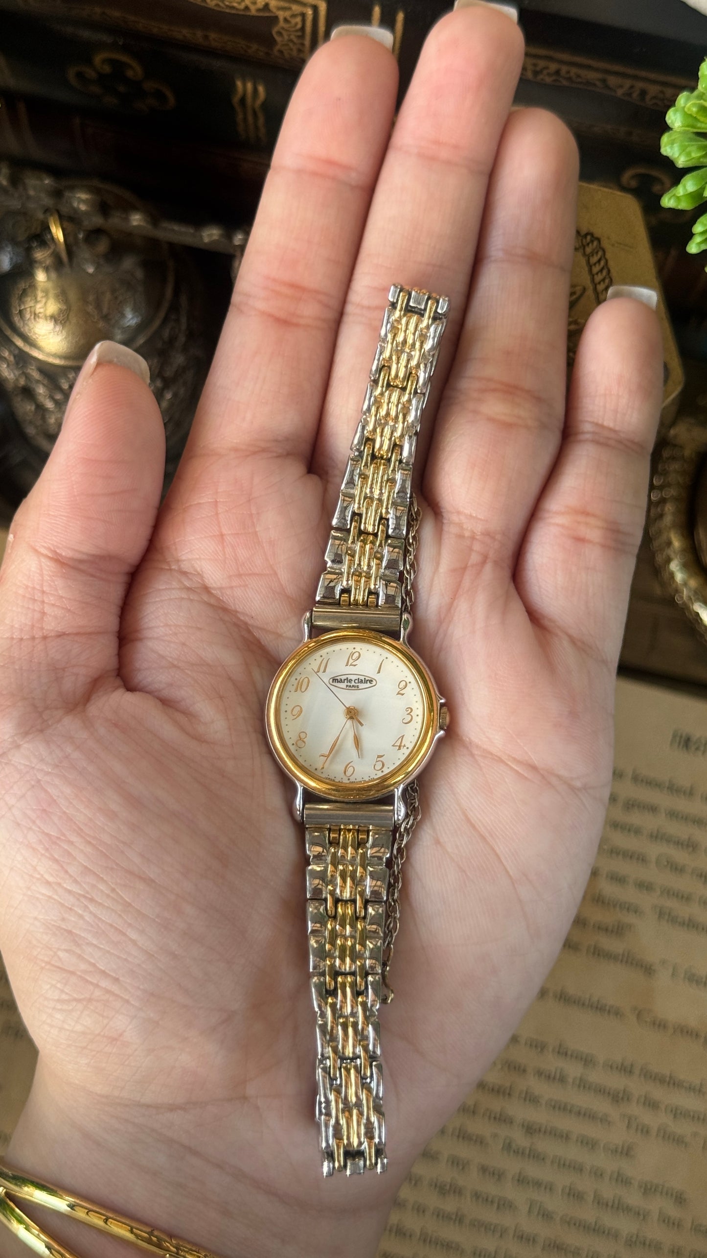 Vintage Marie Claire Paris Minimalist Watch in Two-Tone Quartz