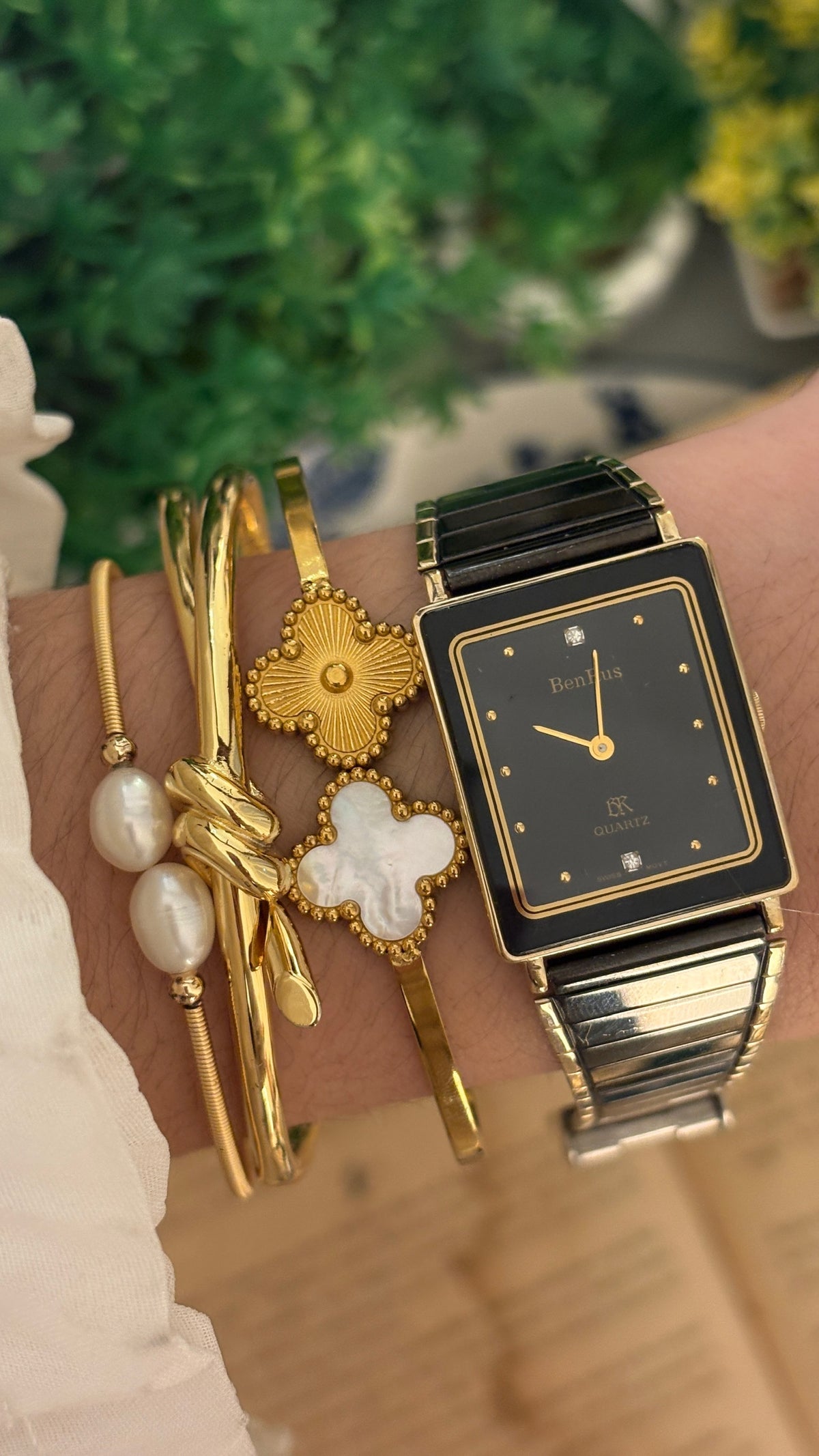 Rare Vintage BenRus Tank Watch in Two-Tone Quartz